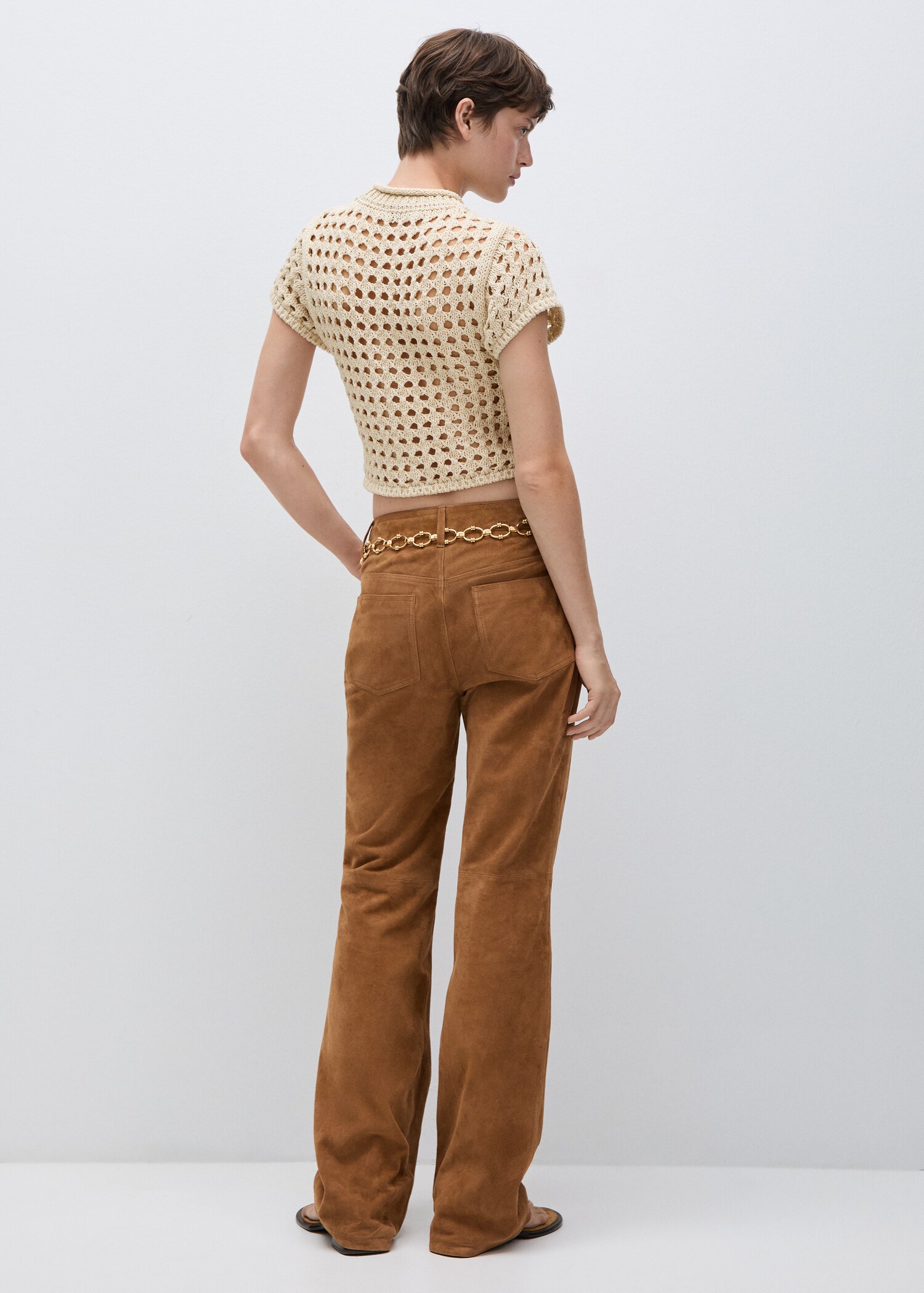 Openwork short-sleeved sweater - Reverse of the article