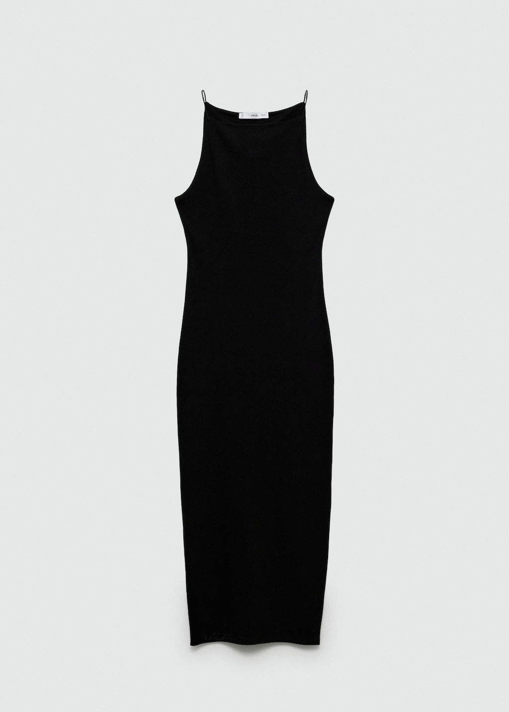 Black fitted halter dress discount