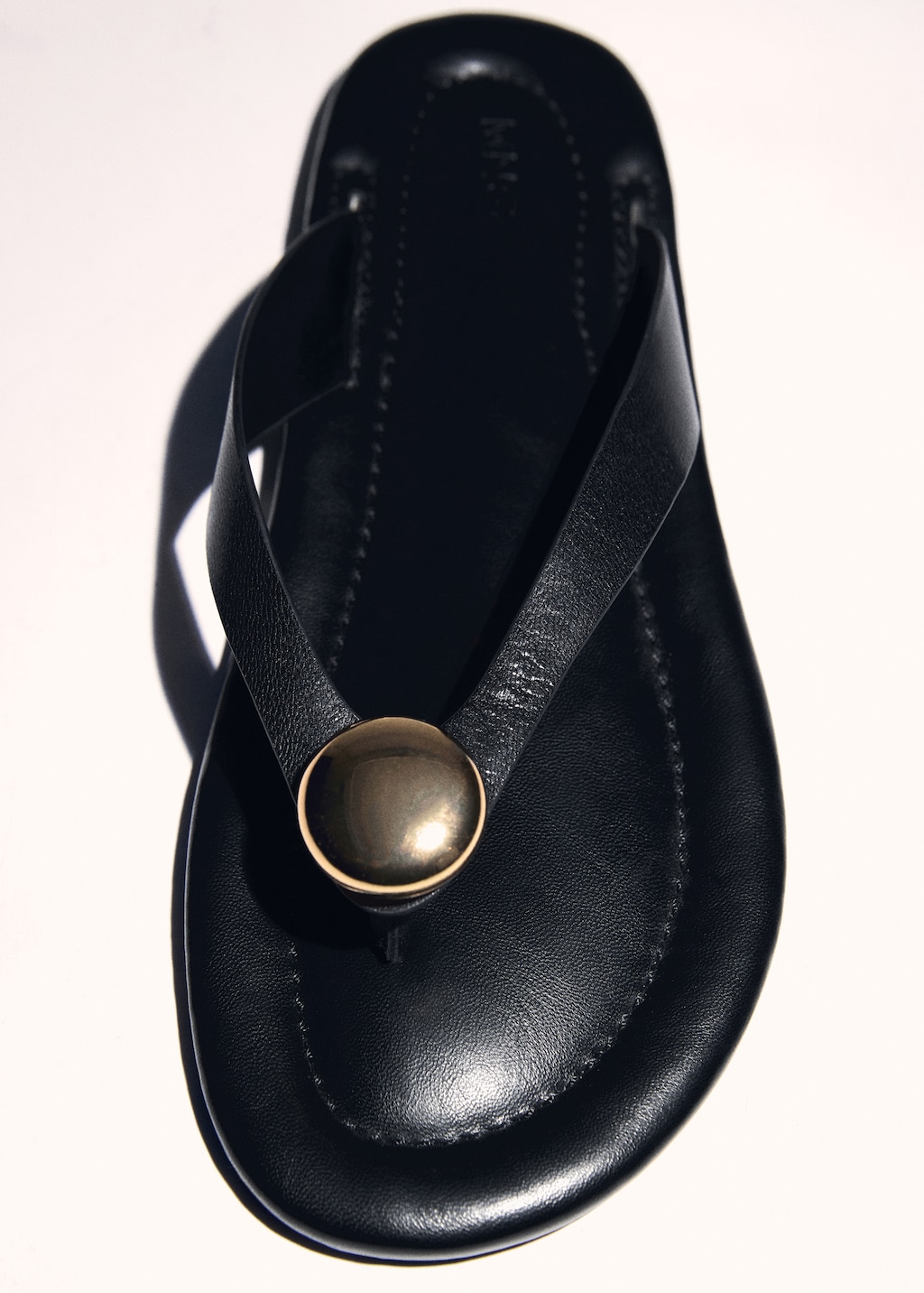 Mango Women s Ornament Detail Leather Sandals Black Size 7.5