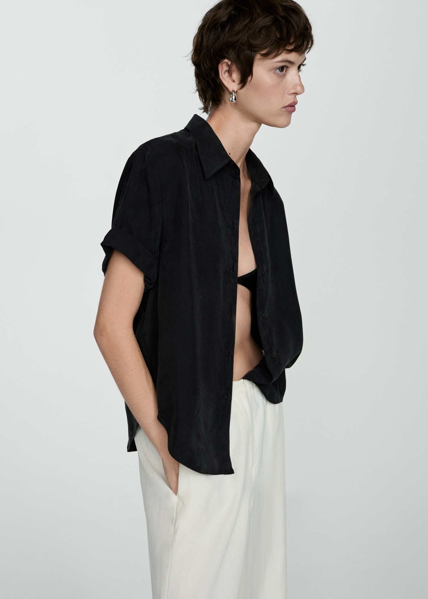 Short-sleeved cupro shirt - Details of the article 2