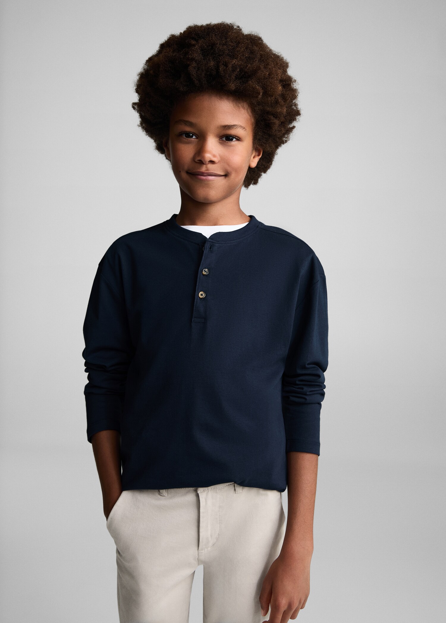 Long sleeve cotton t-shirt - Medium plane