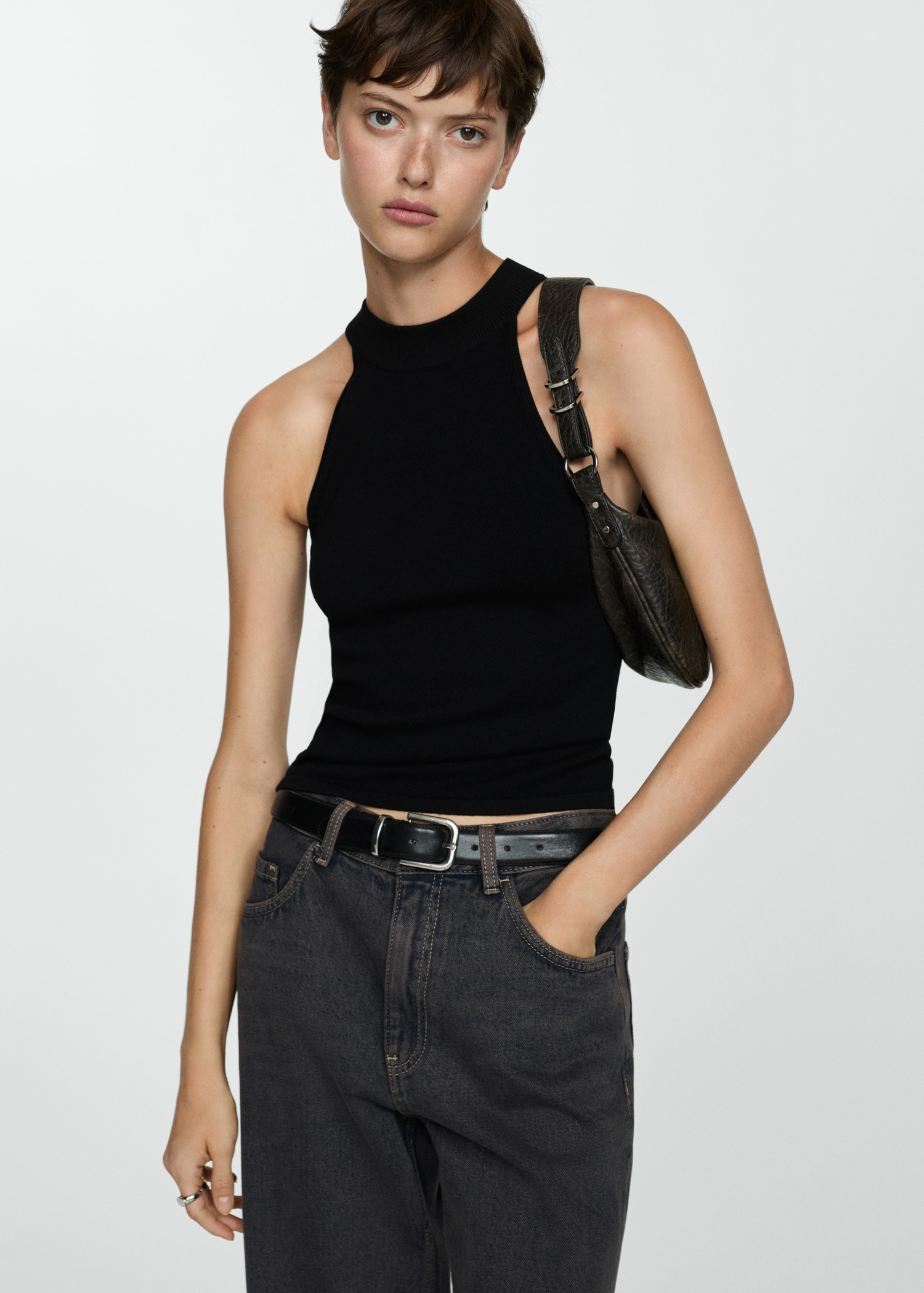 Halter-neck knitted top - Main Image