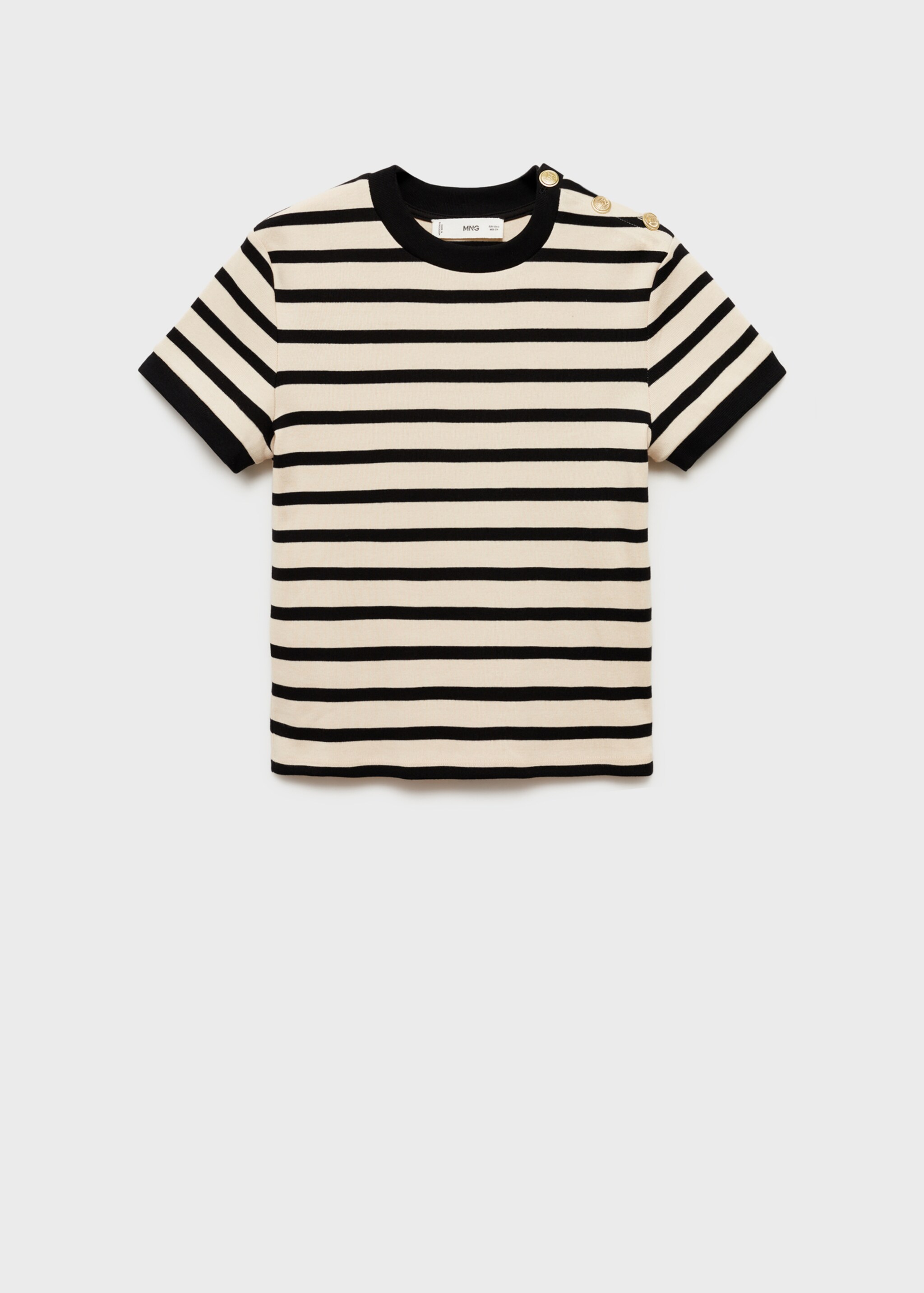 T-shirt contrasté boutons - Article sans modèle, Écru. Ref: 77074033-00.