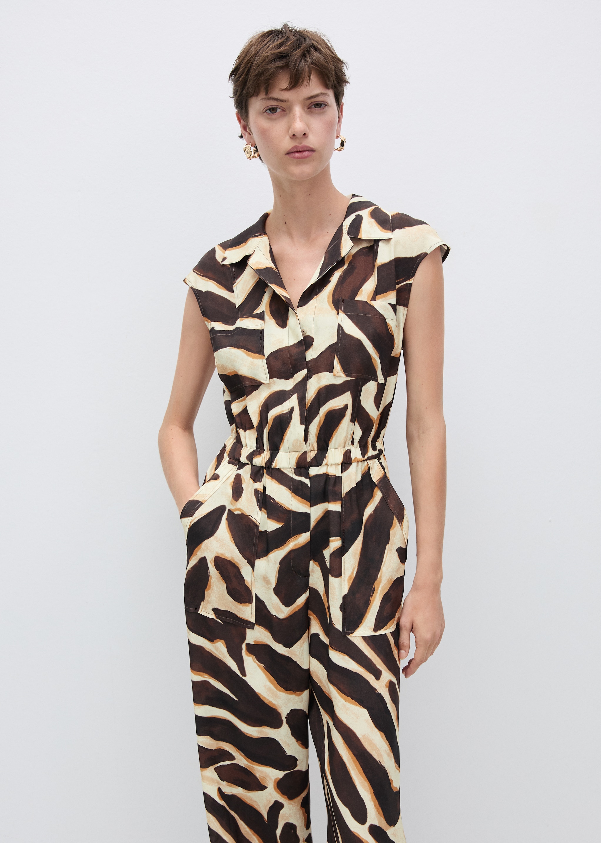 Animal-print jumpsuit with pockets - Medium plane