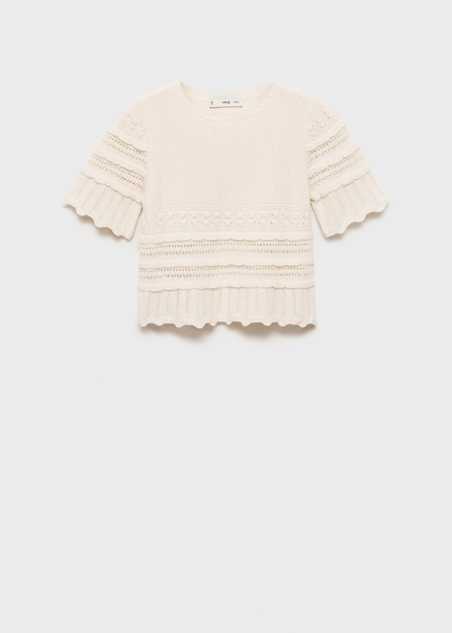 Short-sleeved sweater with openwork details - Article without model