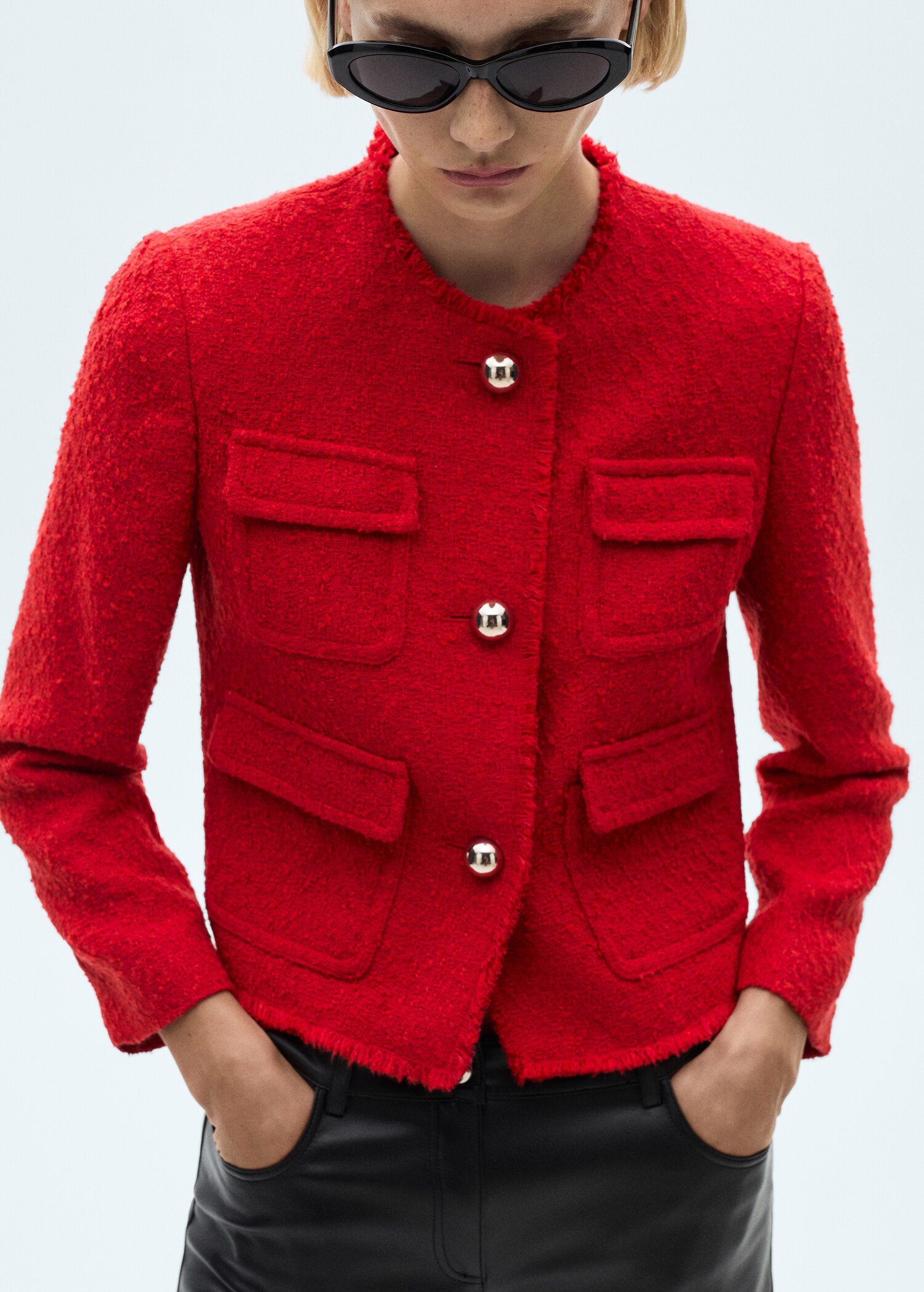 Veste en tweed à poches - Plan moyen