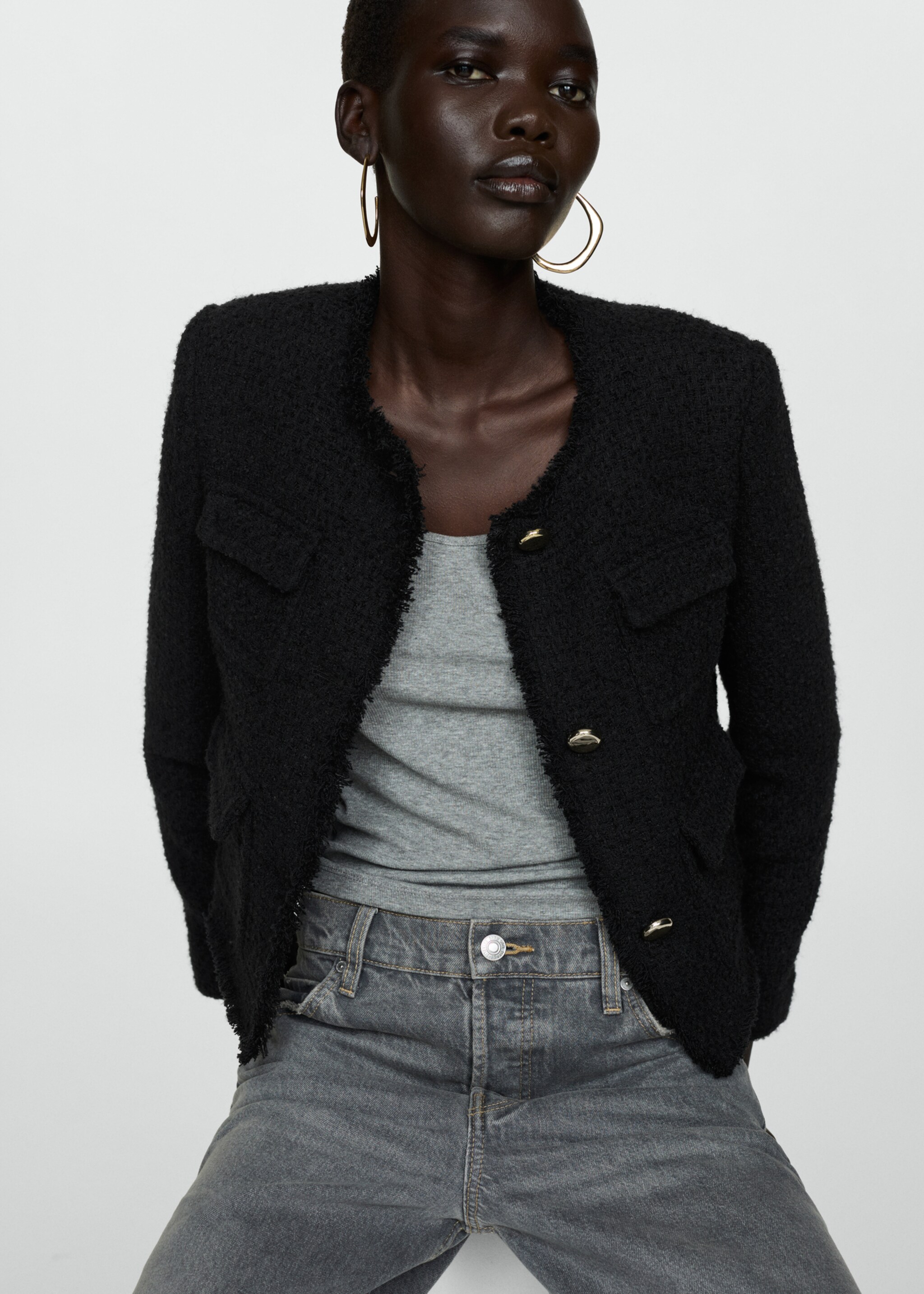 Chaqueta tweed bolsillos - Detalle del artículo 2
