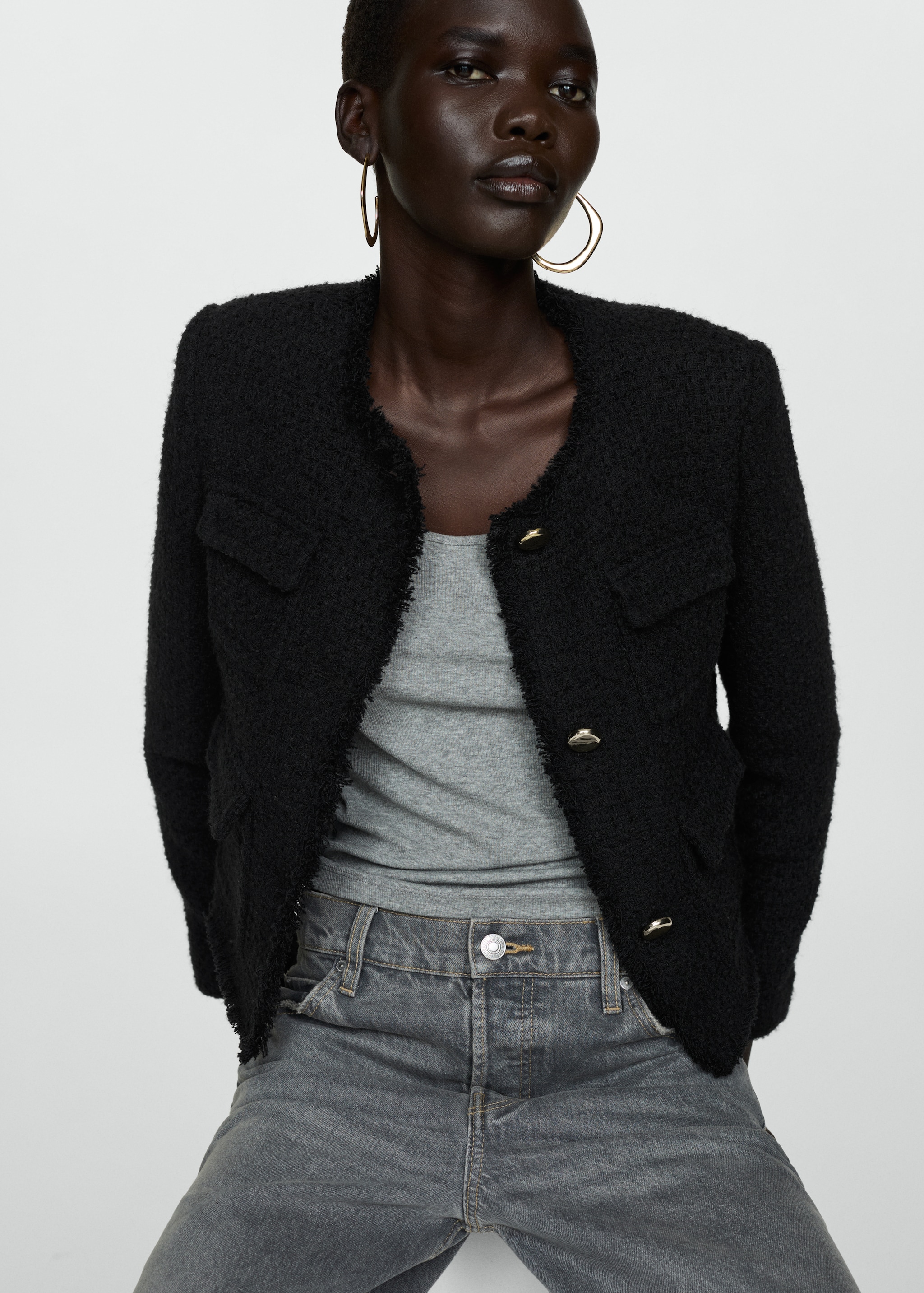 Veste Manteau Tweed Mango Veste En Tweed à Poches Femme MANGO