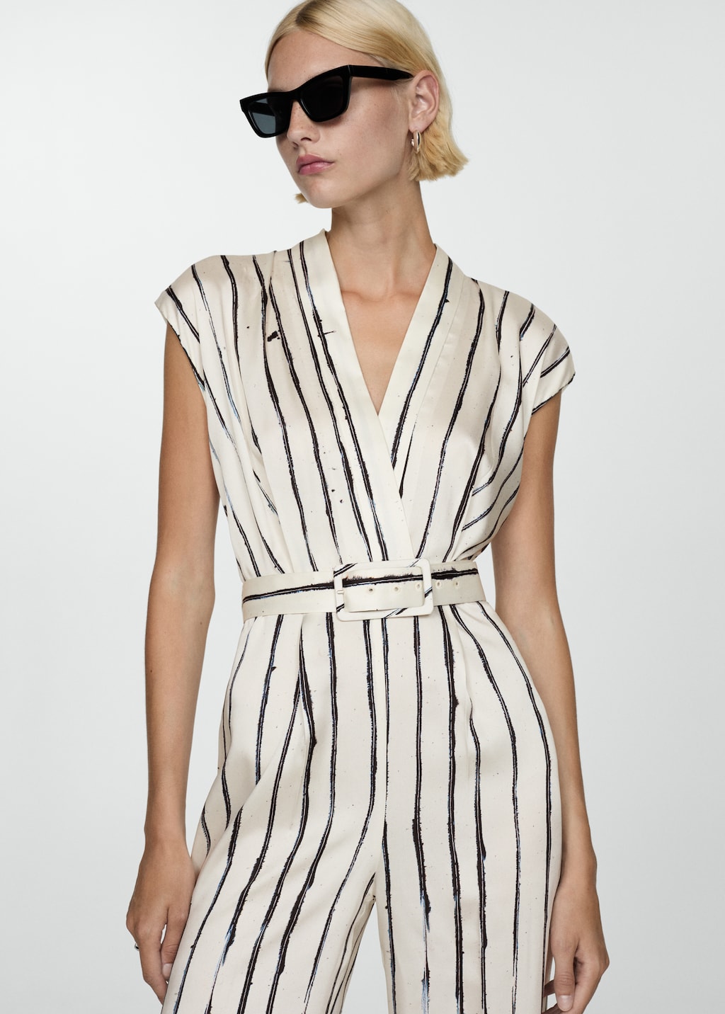 Striped satin jumpsuit Women MANGO Bermuda
