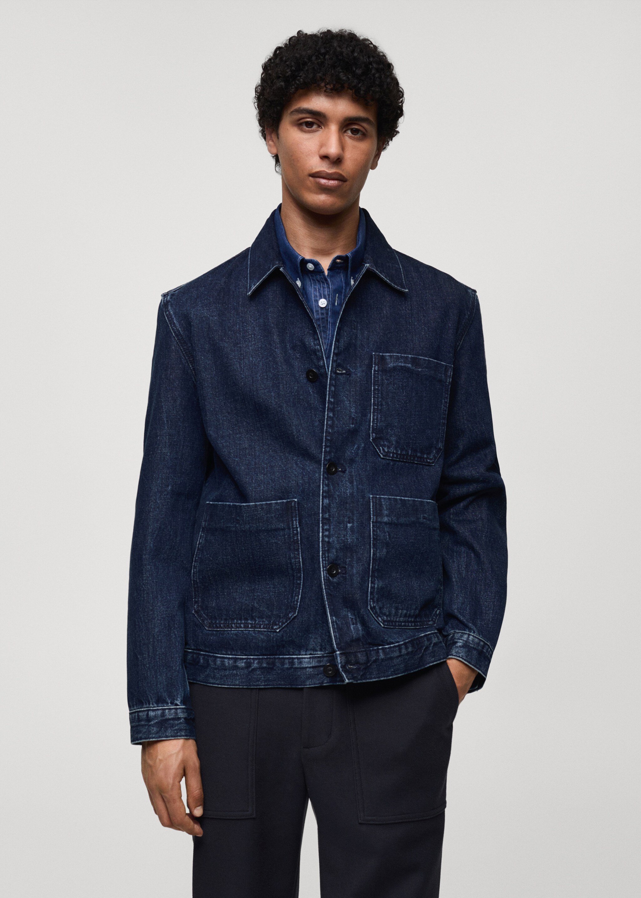 Blouson jean poches - Plan moyen