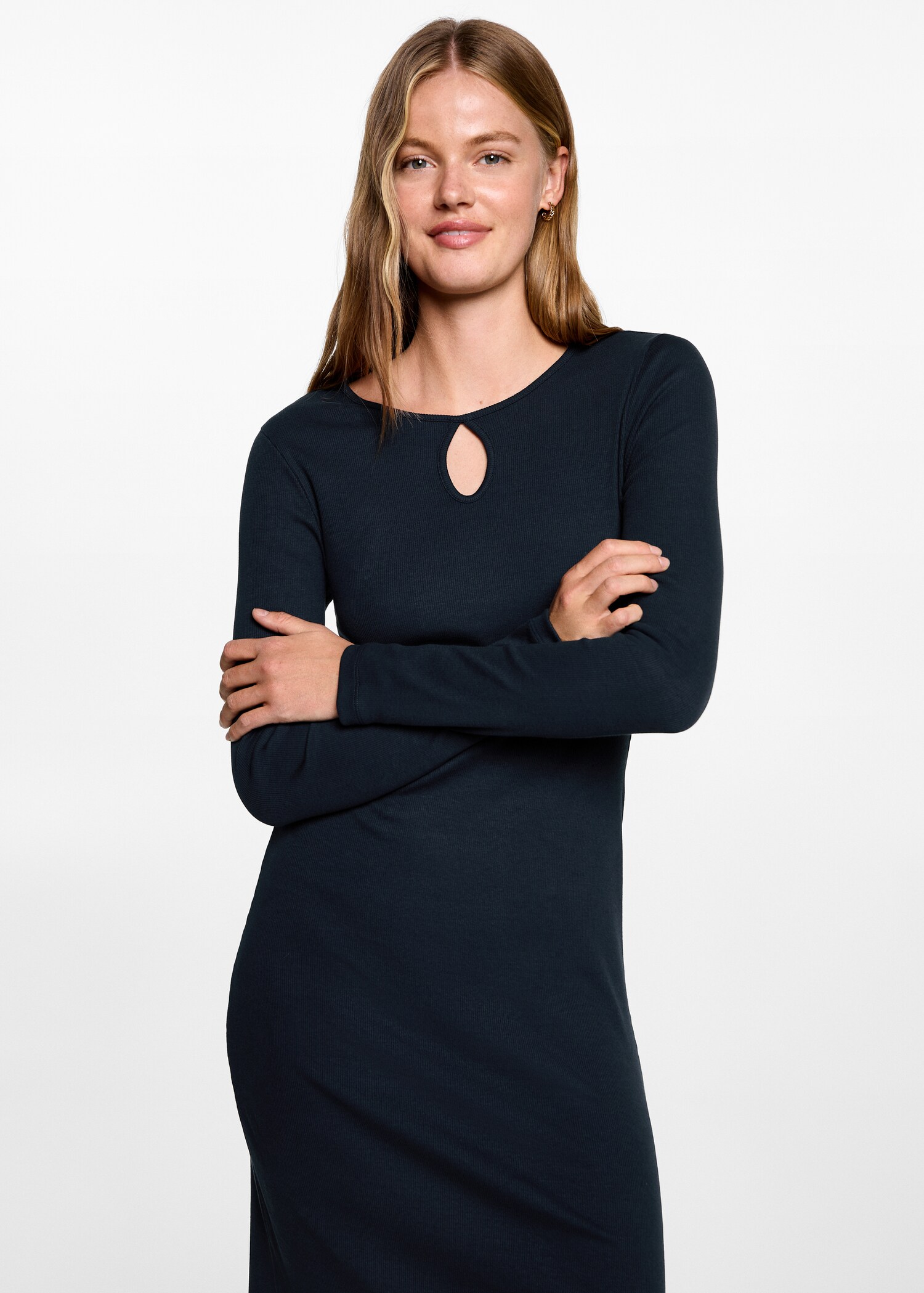 Midi-dress with teardrop neckline - Medium plane