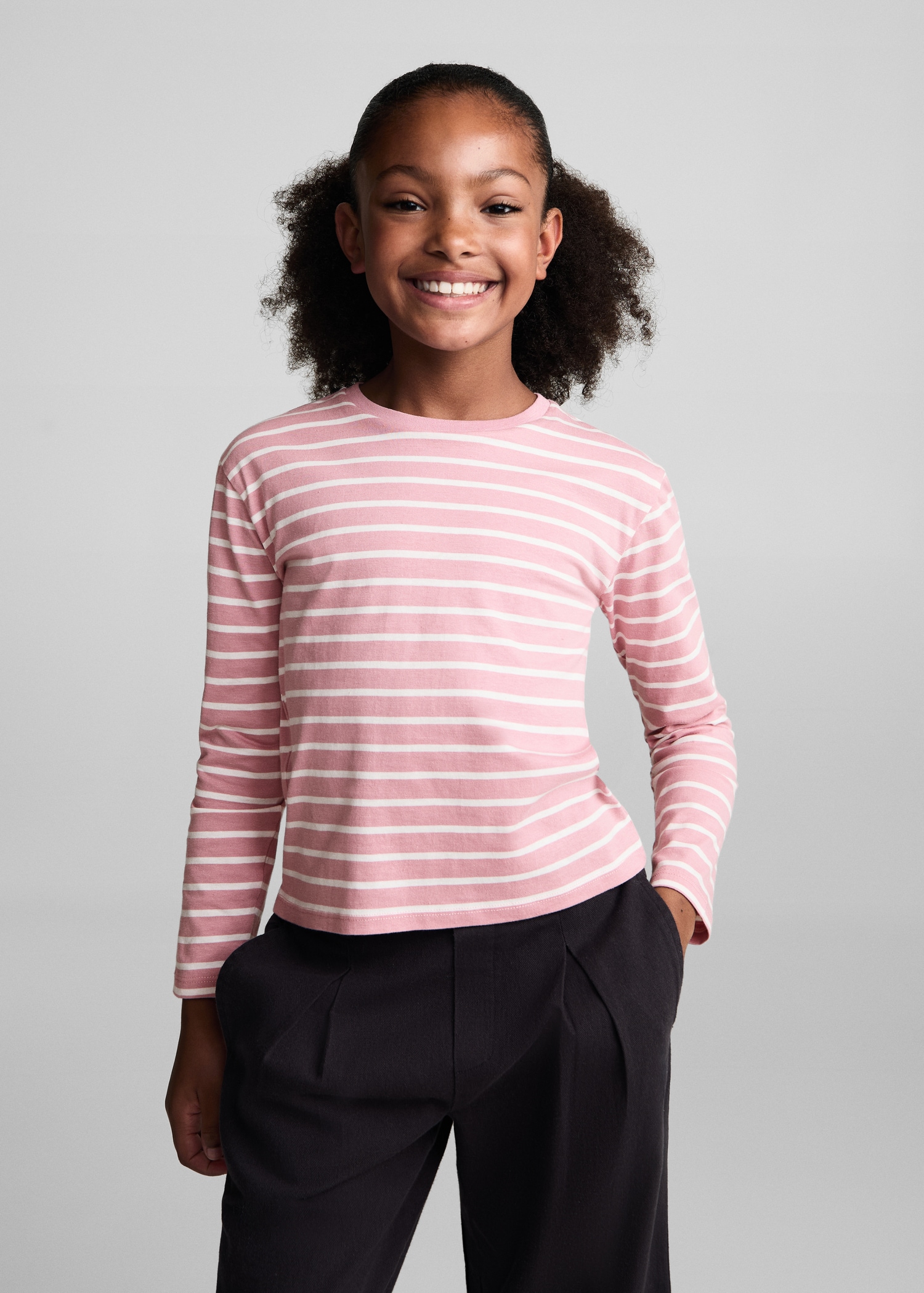 T-shirt coton à rayures - Plan moyen