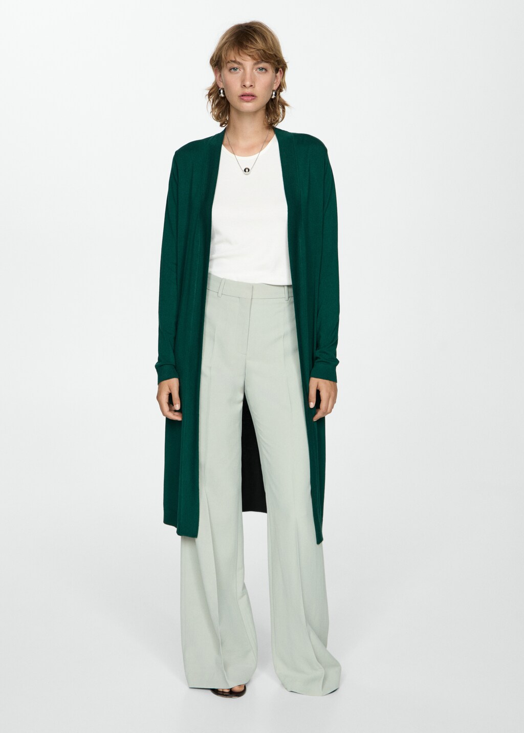 Fine knit long cardigan