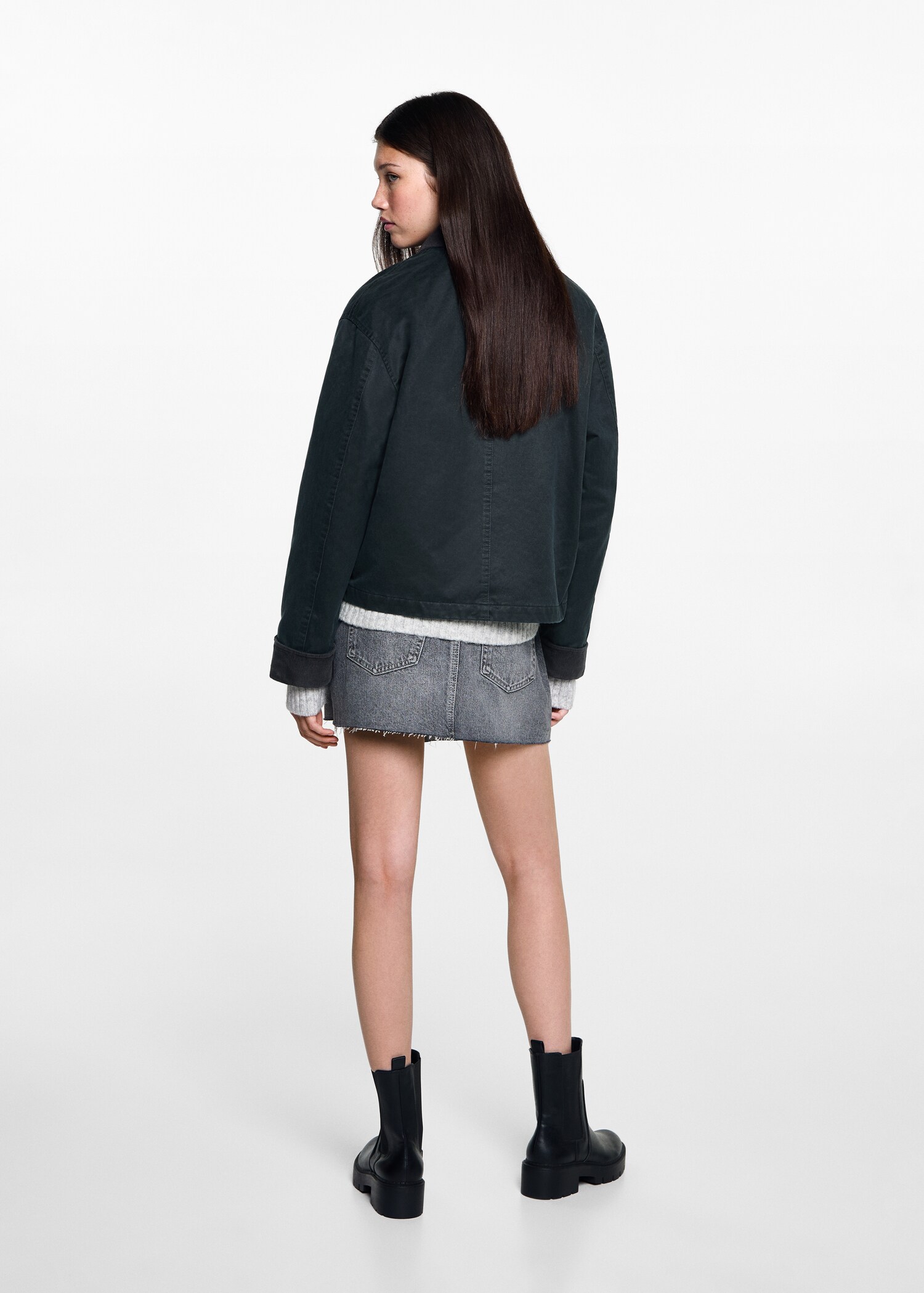 Waxed-effect short parka - Reverse of the article