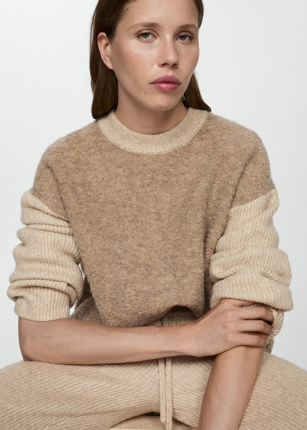 Pull over combine maille Femme MANGO Cote d Ivoire