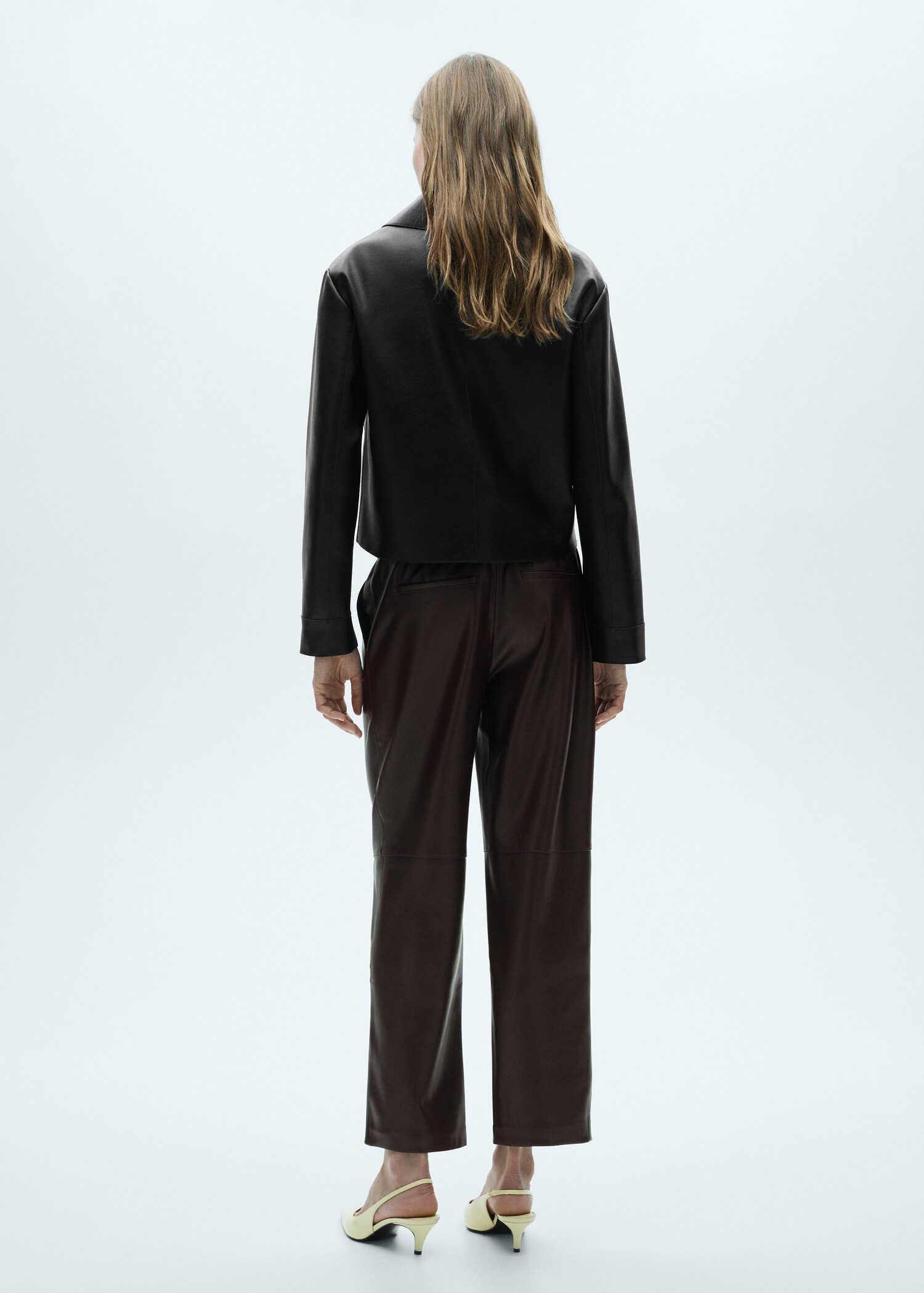 Leather-effect elastic waist trousers - Reverse of the article