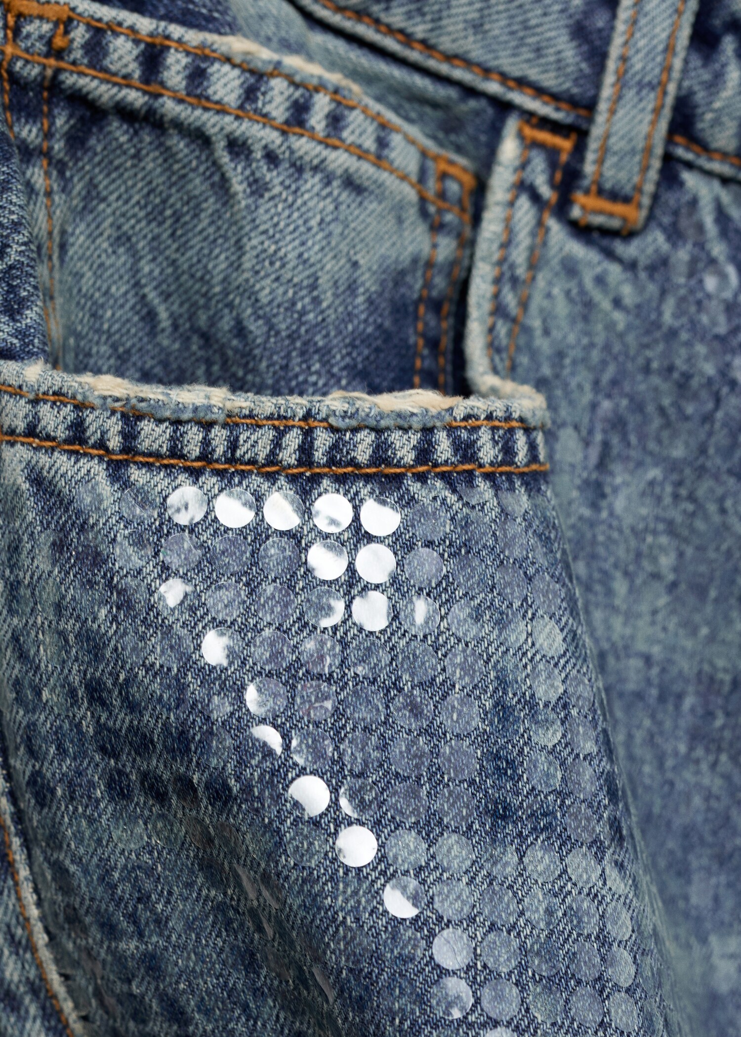 Jeans with sequins under slits - Details of the article 0