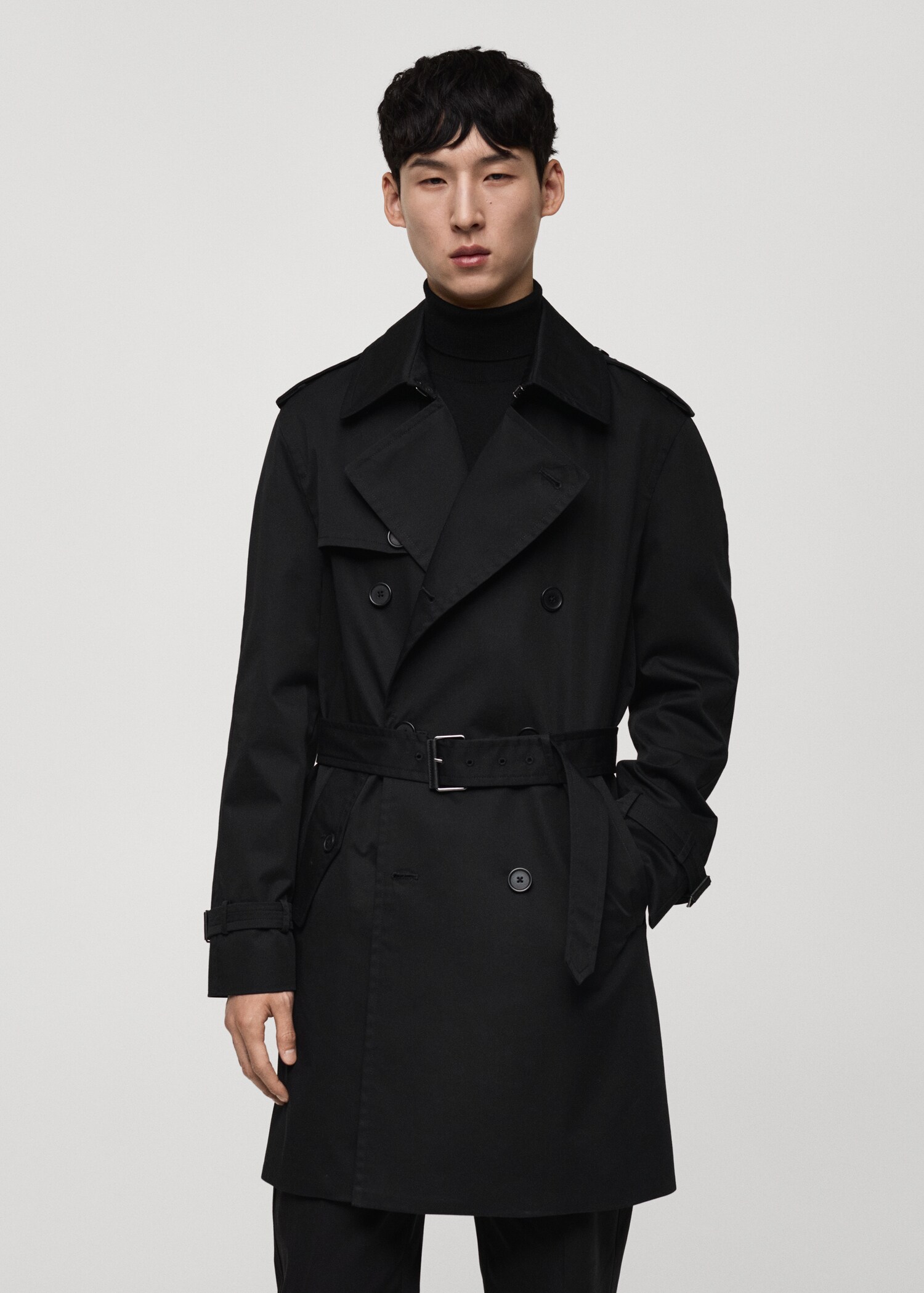 Water-repellent belted trench coat - Medium plane