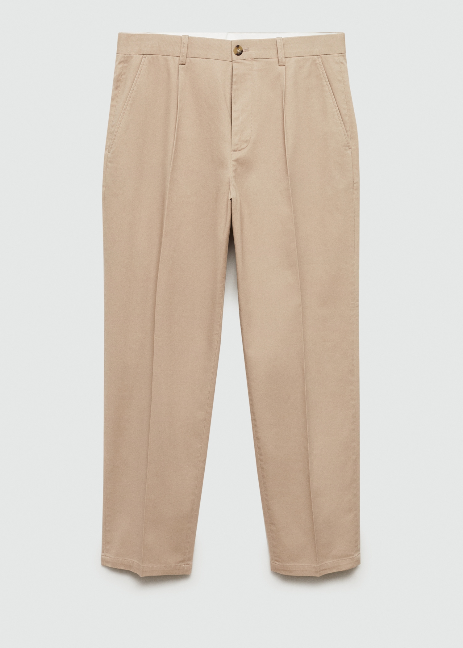 Regular fit pleated cotton trousers - Article without model