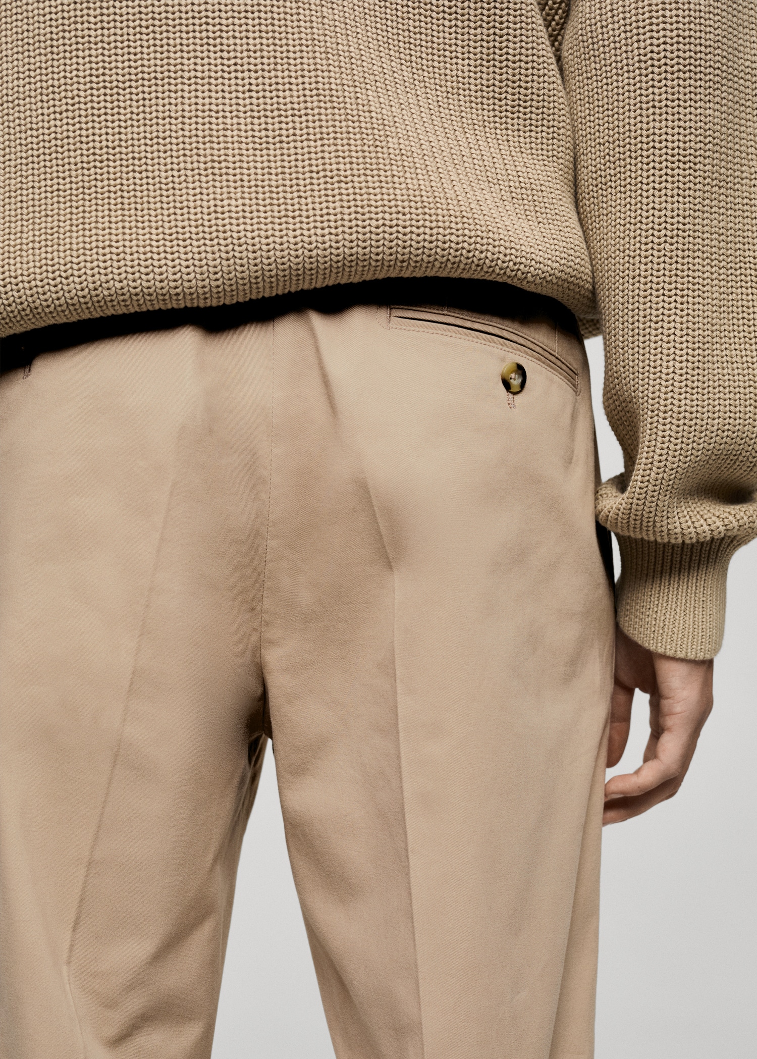 Regular fit pleated cotton trousers - Details of the article 6