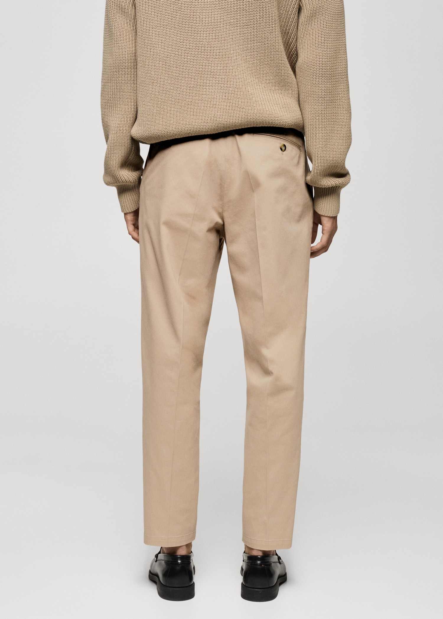 Regular fit pleated cotton trousers - Reverse of the article
