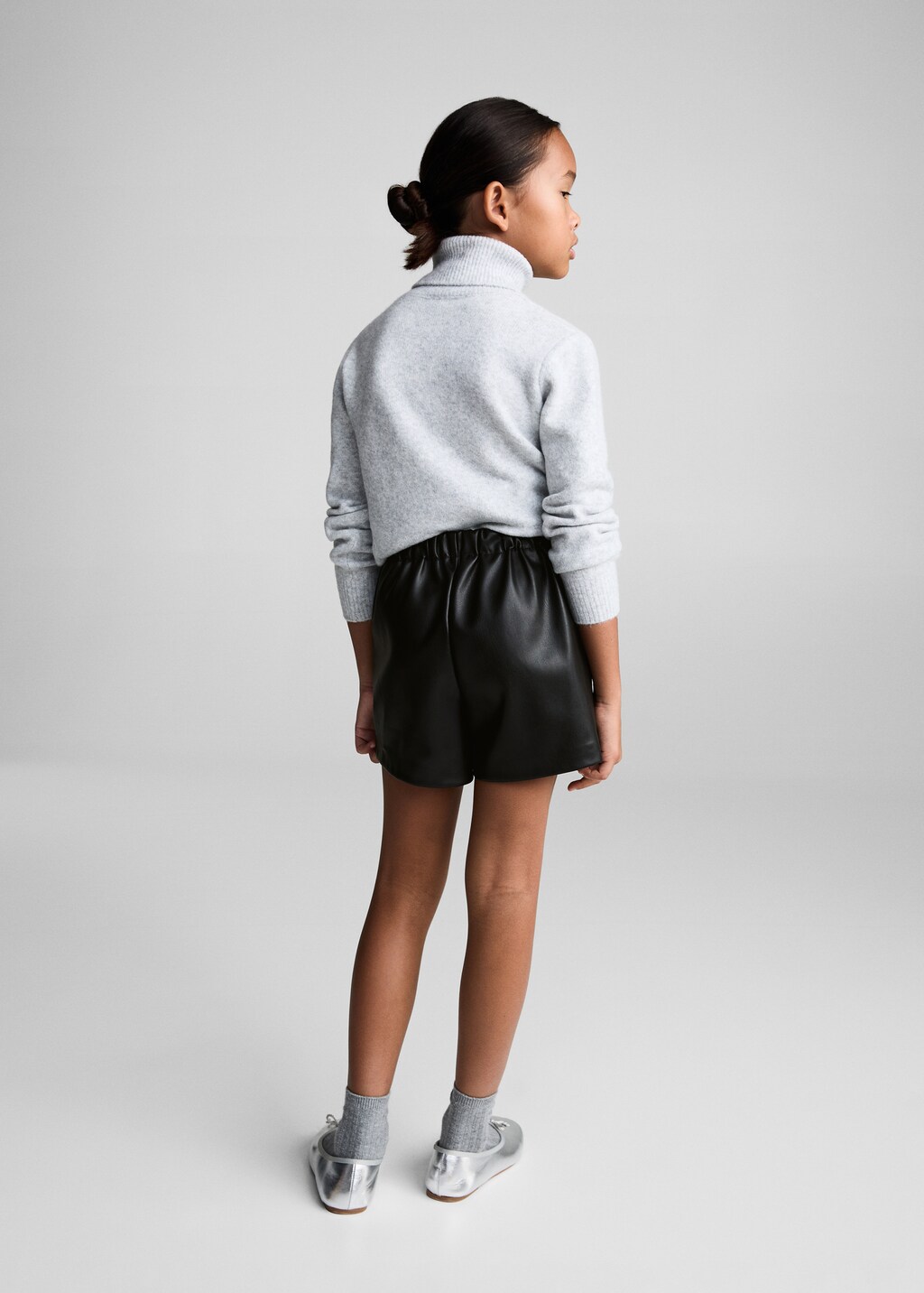 Mango leather shorts best sale