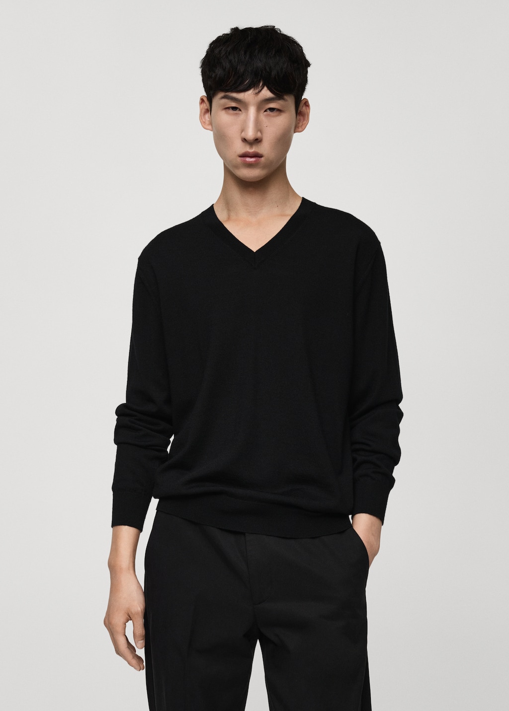 Wool v neck sweater mens sale