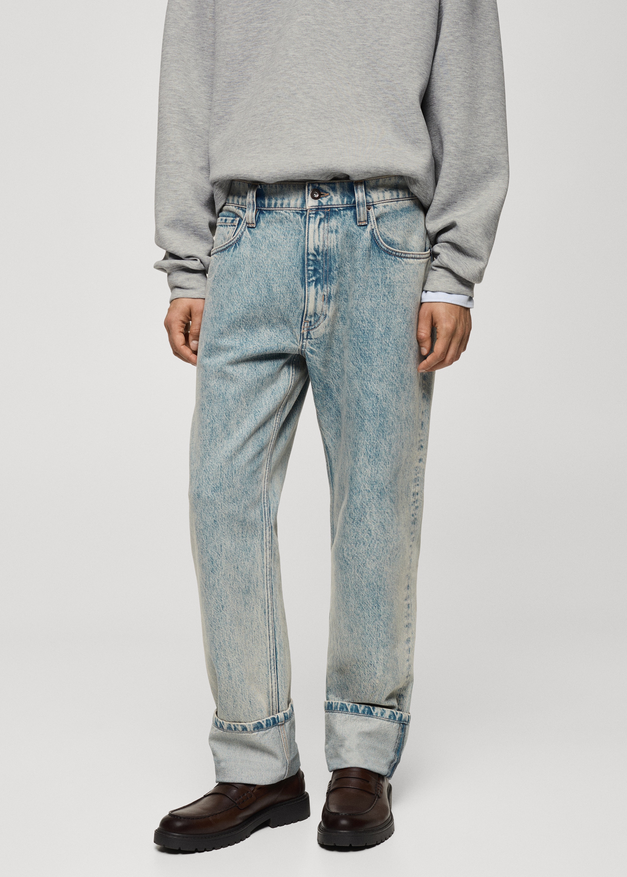 Straight-fit jeans with turn-up hem Men MANGO Niger