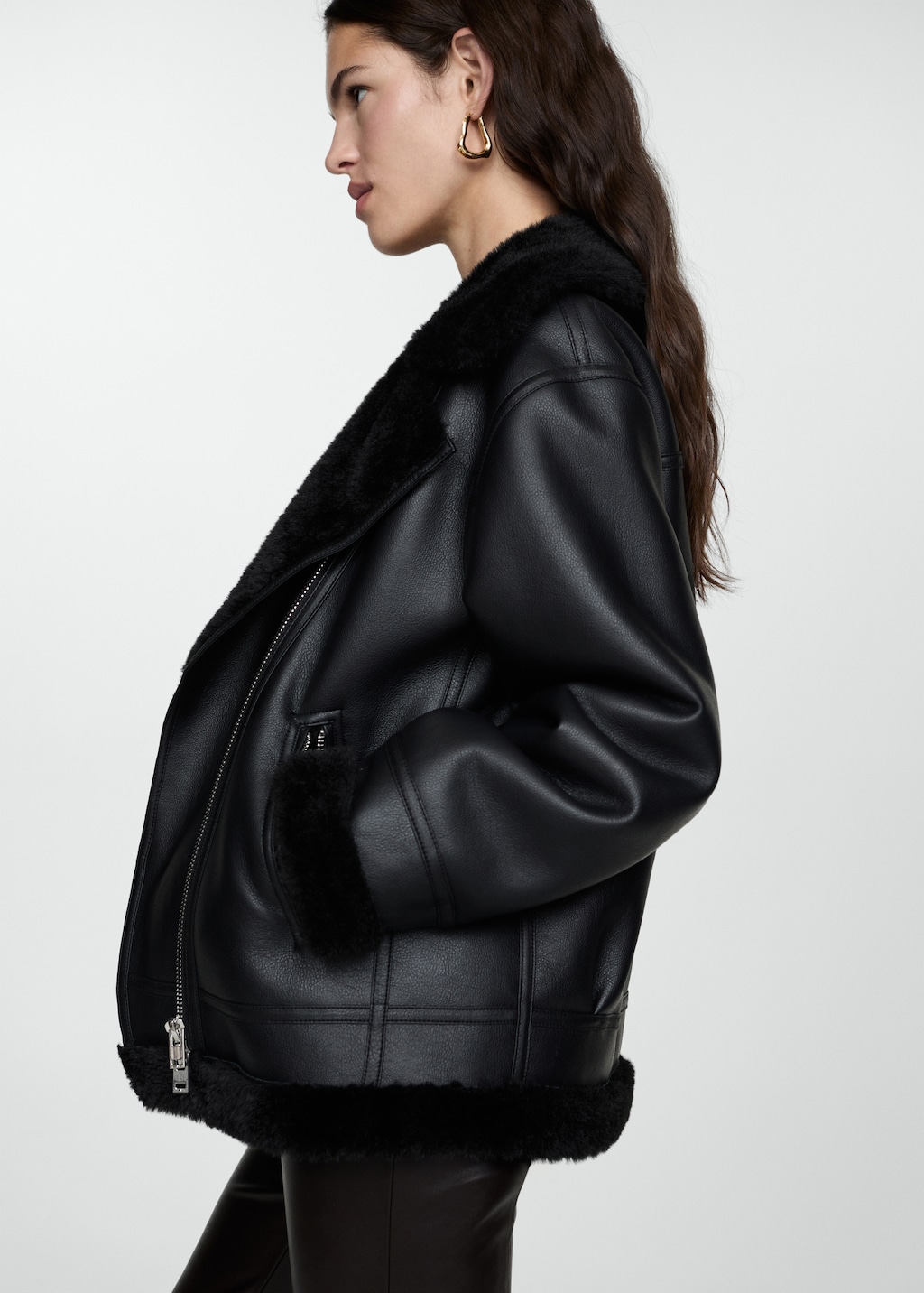 Jacket with shearling effect lining Women MANGO USA