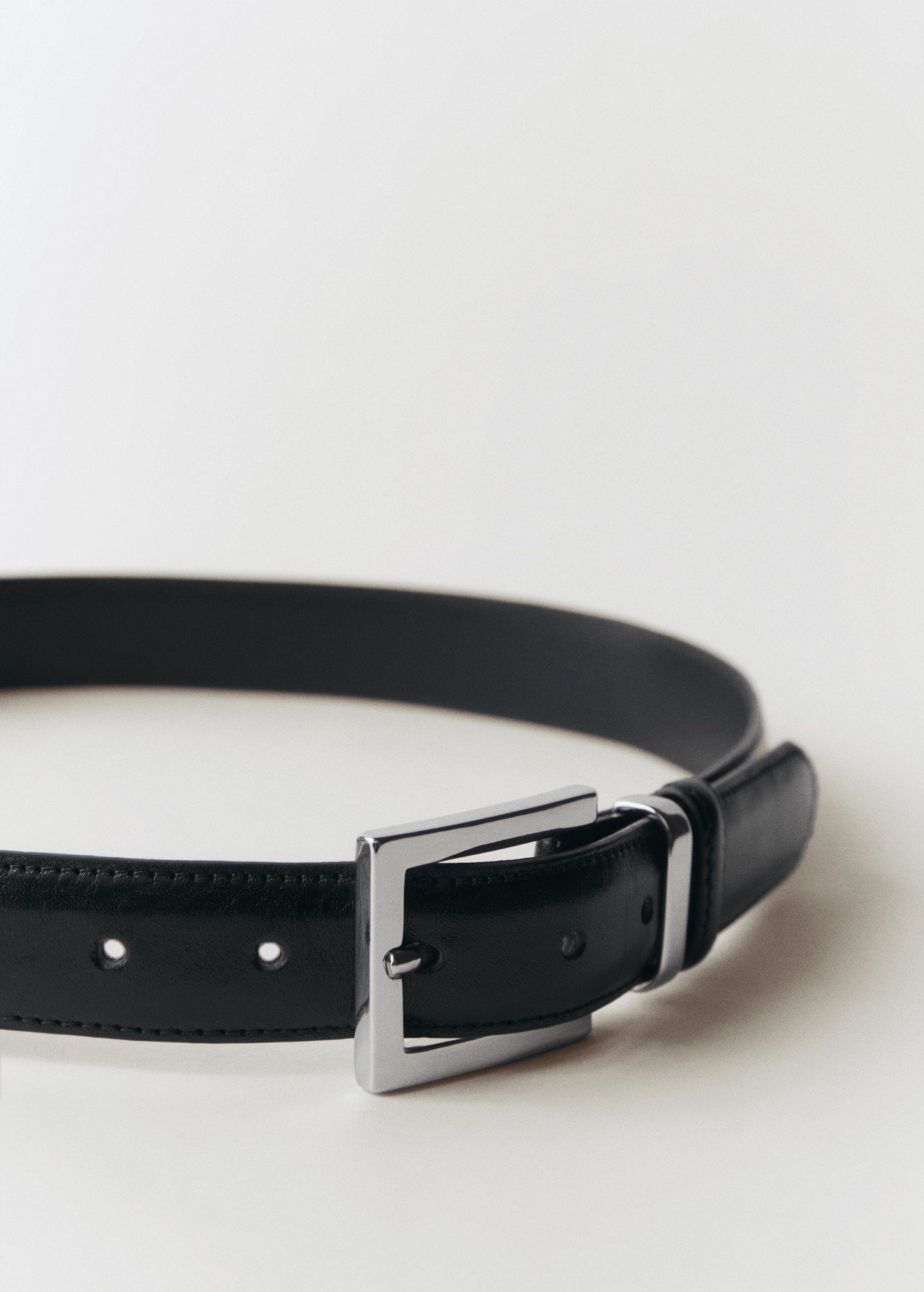 Leather belt with square buckle - Medium plane