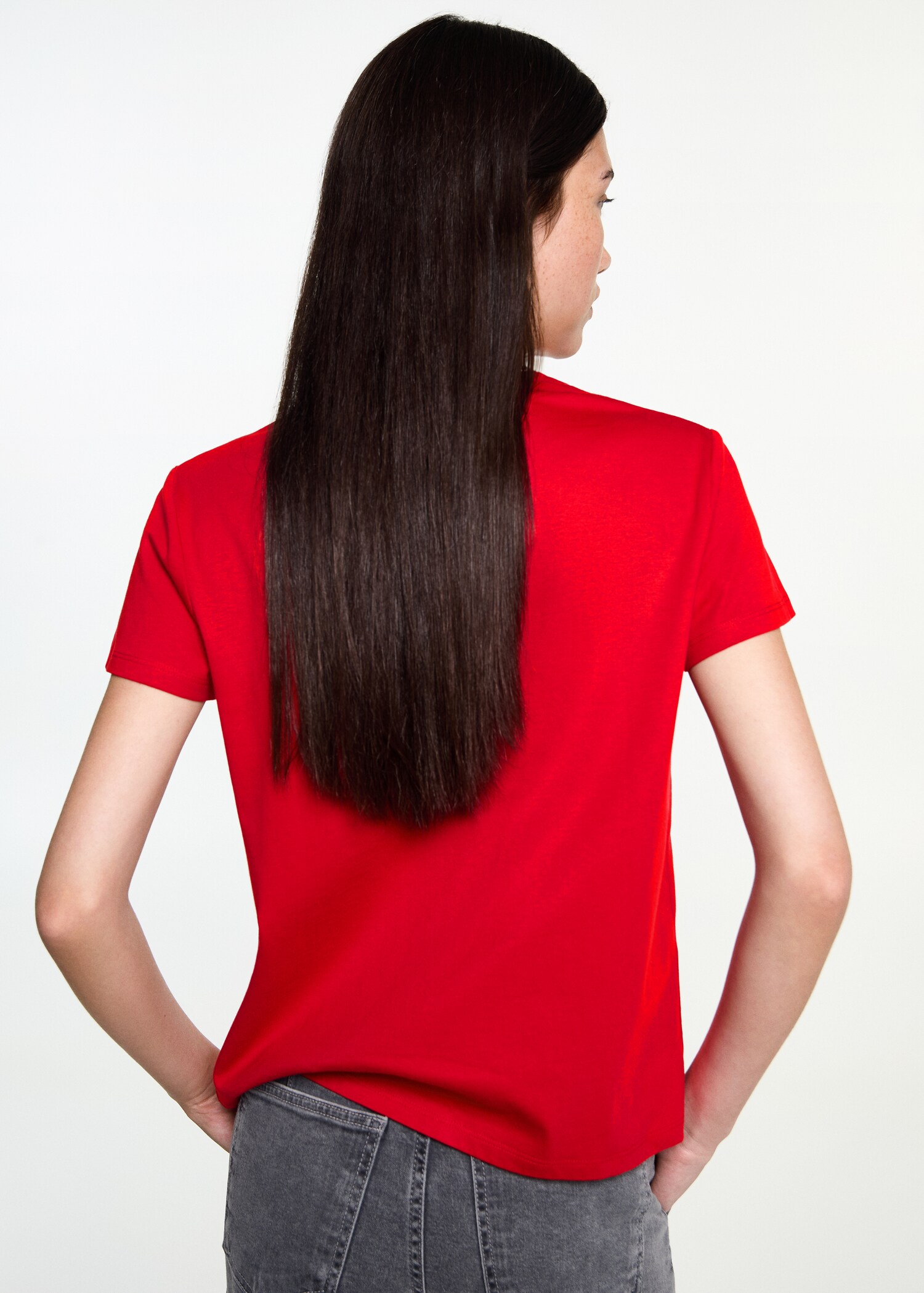 Katoenen T-shirt met geborduurd detail - Achterkant van het artikel