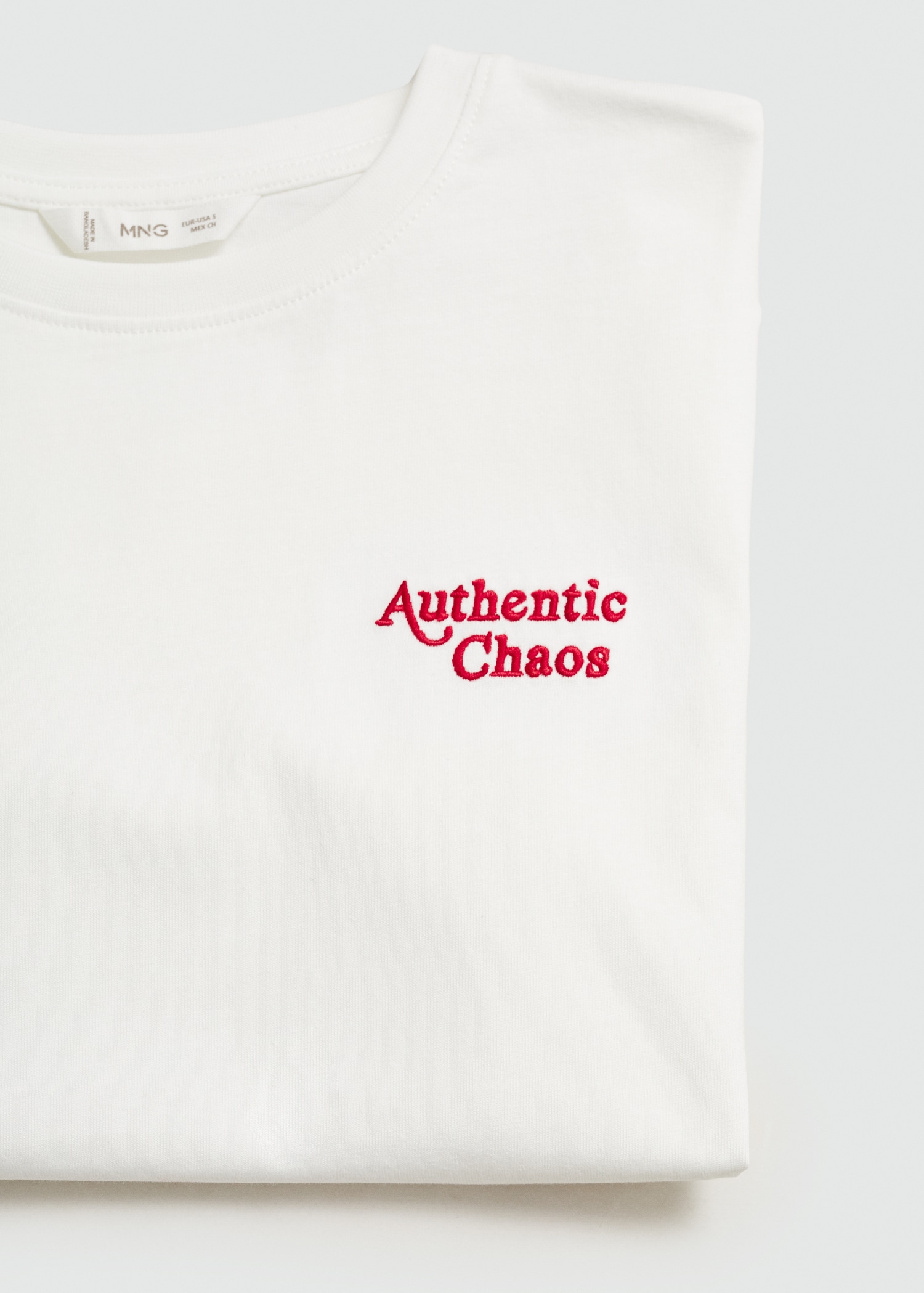 Katoenen T-shirt met geborduurd detail - Detail van het artikel 0