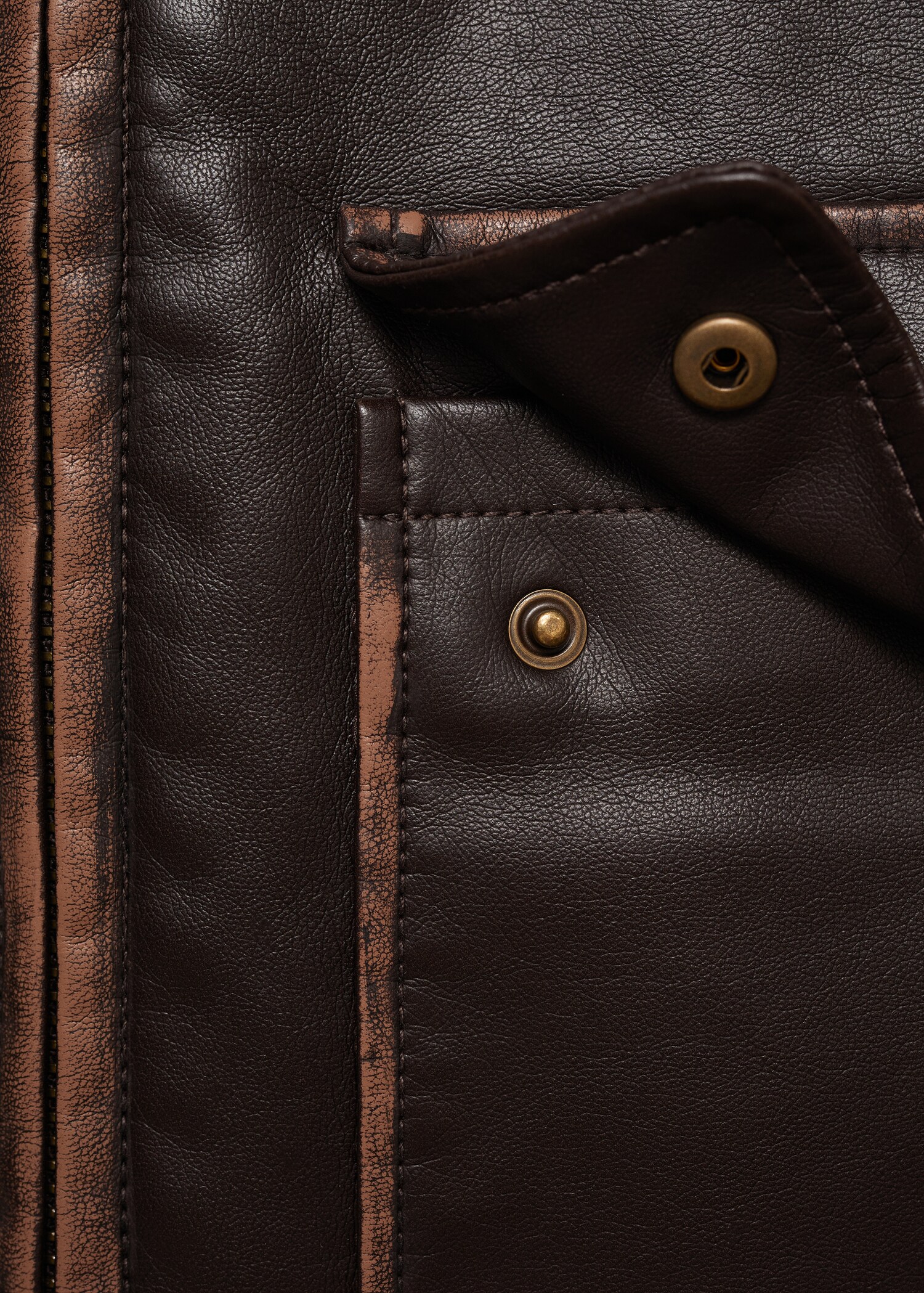 Leather-effect jacket with contrast stitching - Details of the article 0