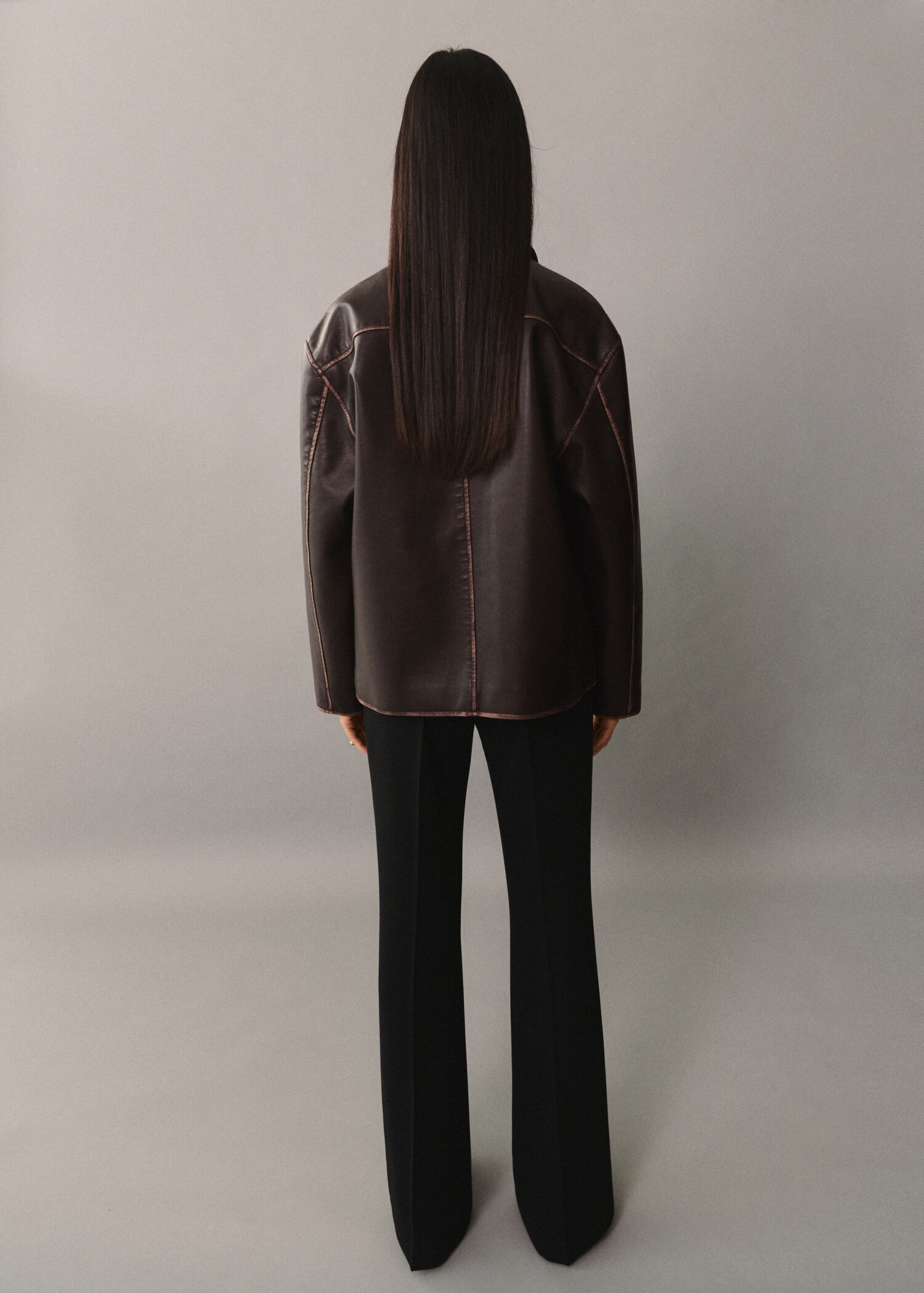 Leather-effect jacket with contrast stitching - Reverse of the article