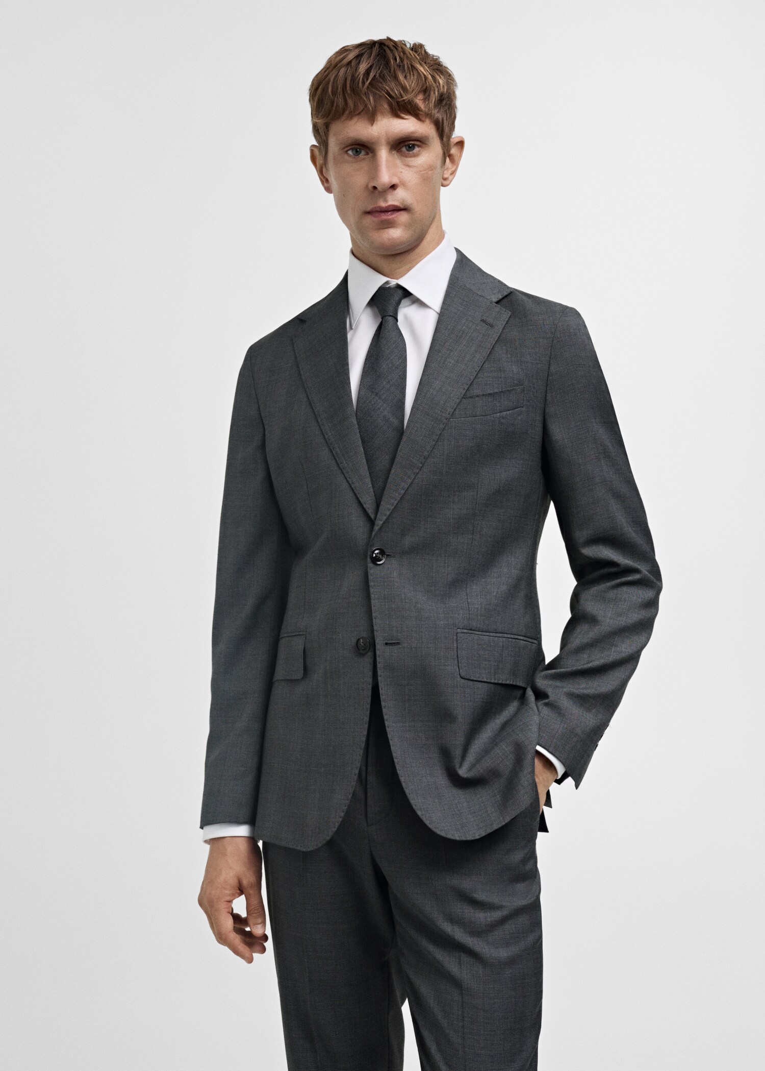 Venecia 100% virgin wool Prince of Wales check suit blazer - Medium plane