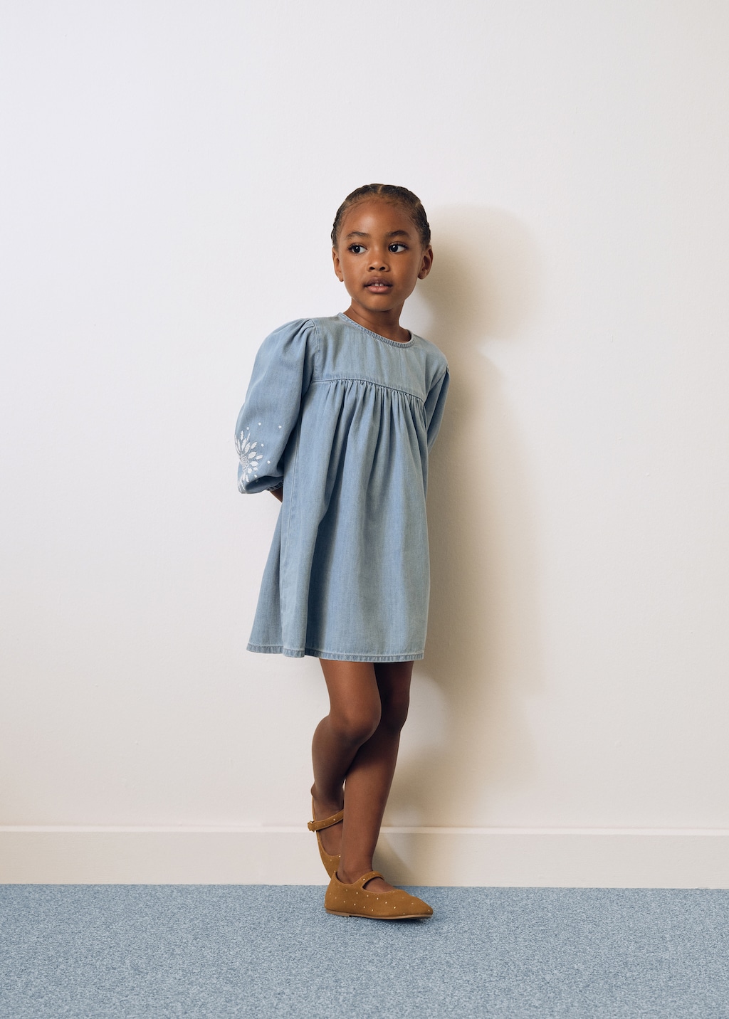 Denim dress embroidered top