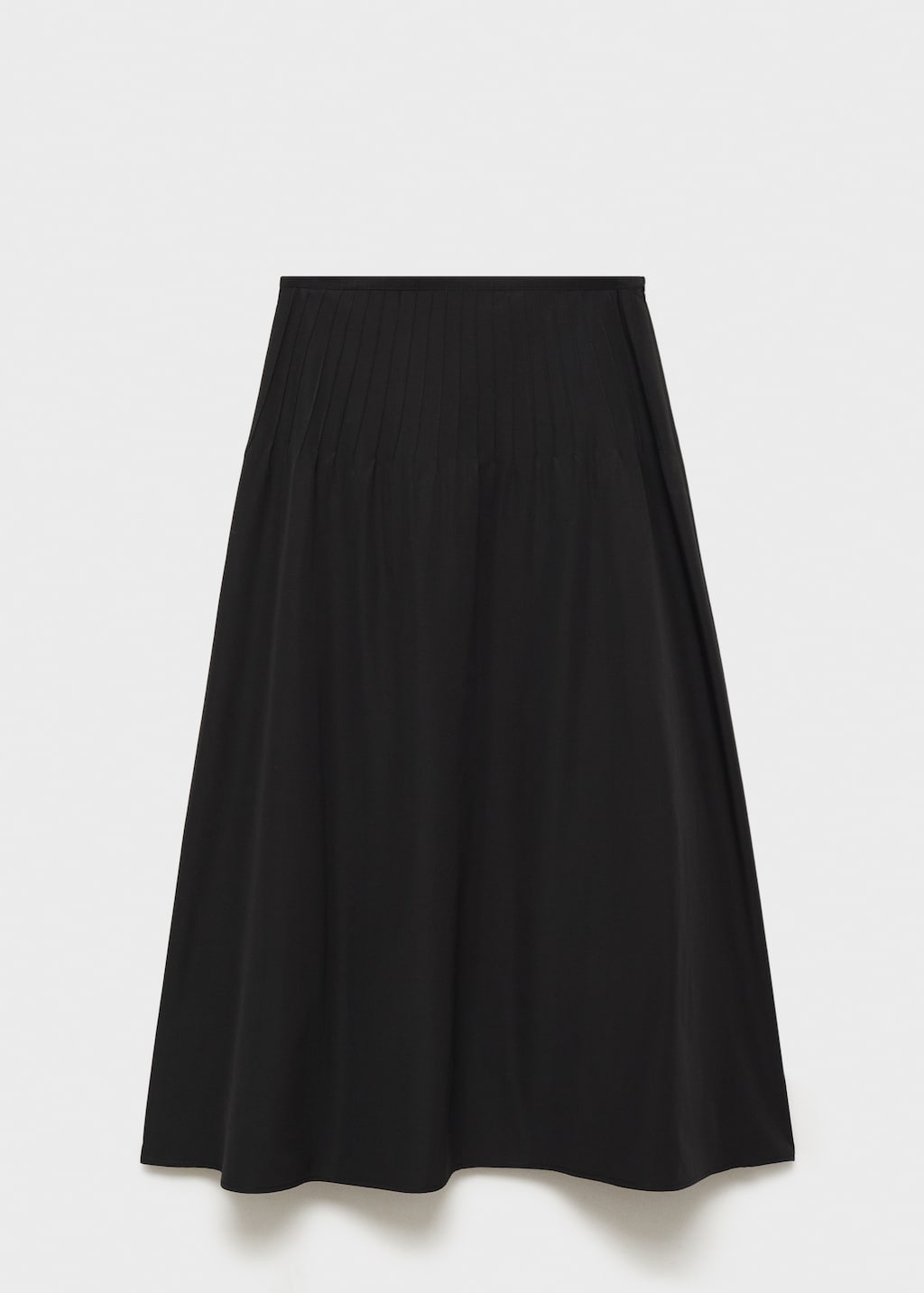 MANGO Flared skirt with pleated detail Black M Woman