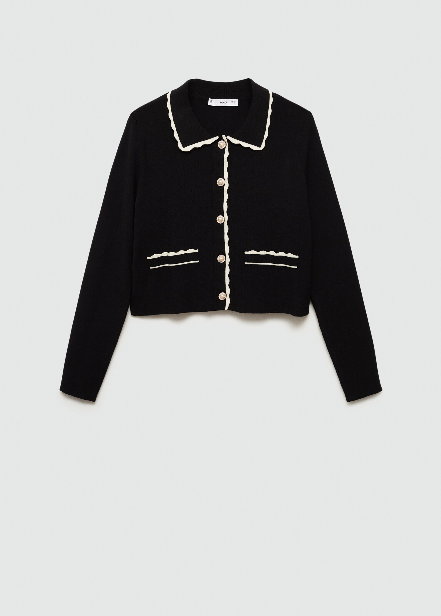 Contrast-trim cardigan with jewel buttons - Article without model