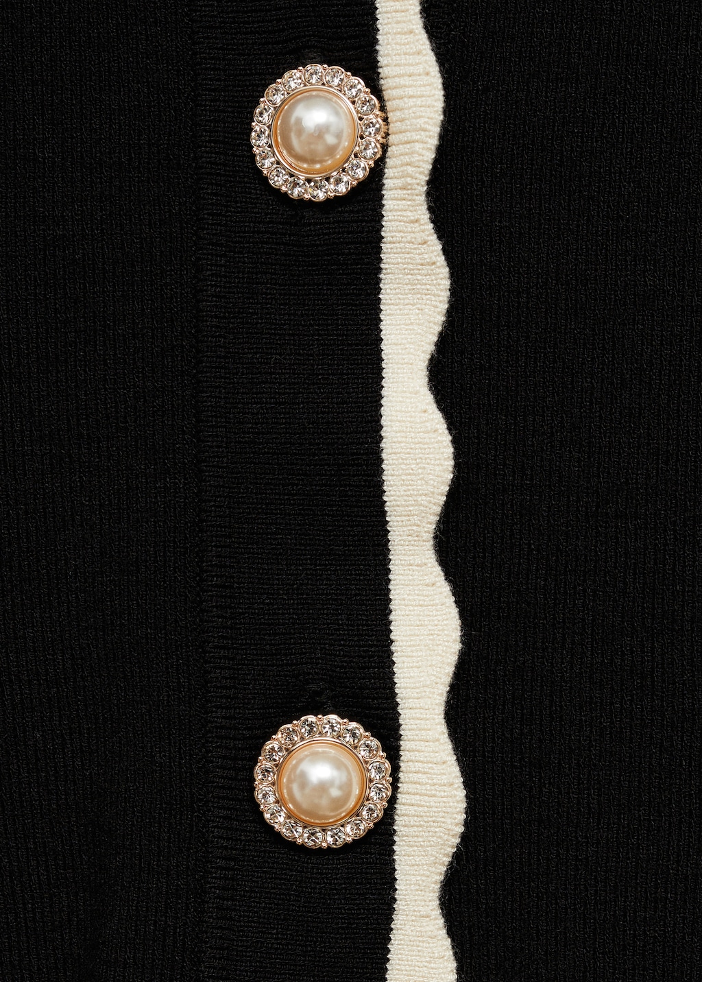Mango Contrast-trim cardigan with jewel buttons thumbnail