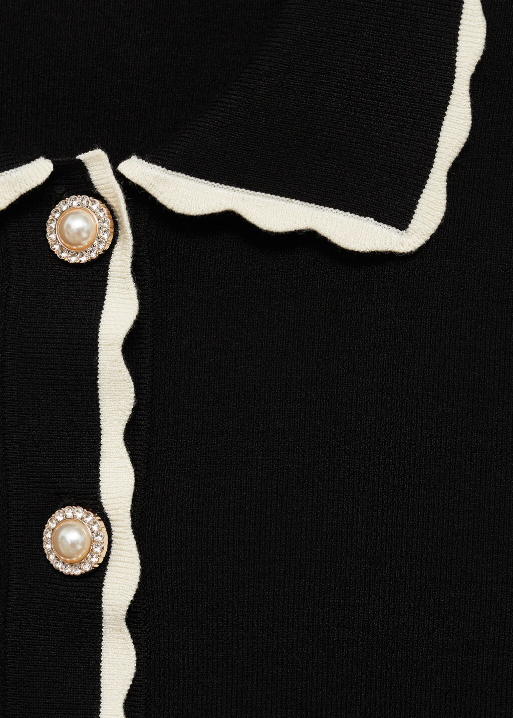 Mango Contrast-trim cardigan with jewel buttons thumbnail