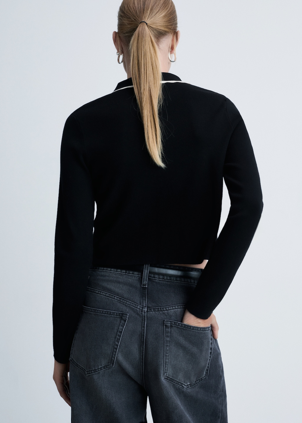 Mango Contrast-trim cardigan with jewel buttons thumbnail