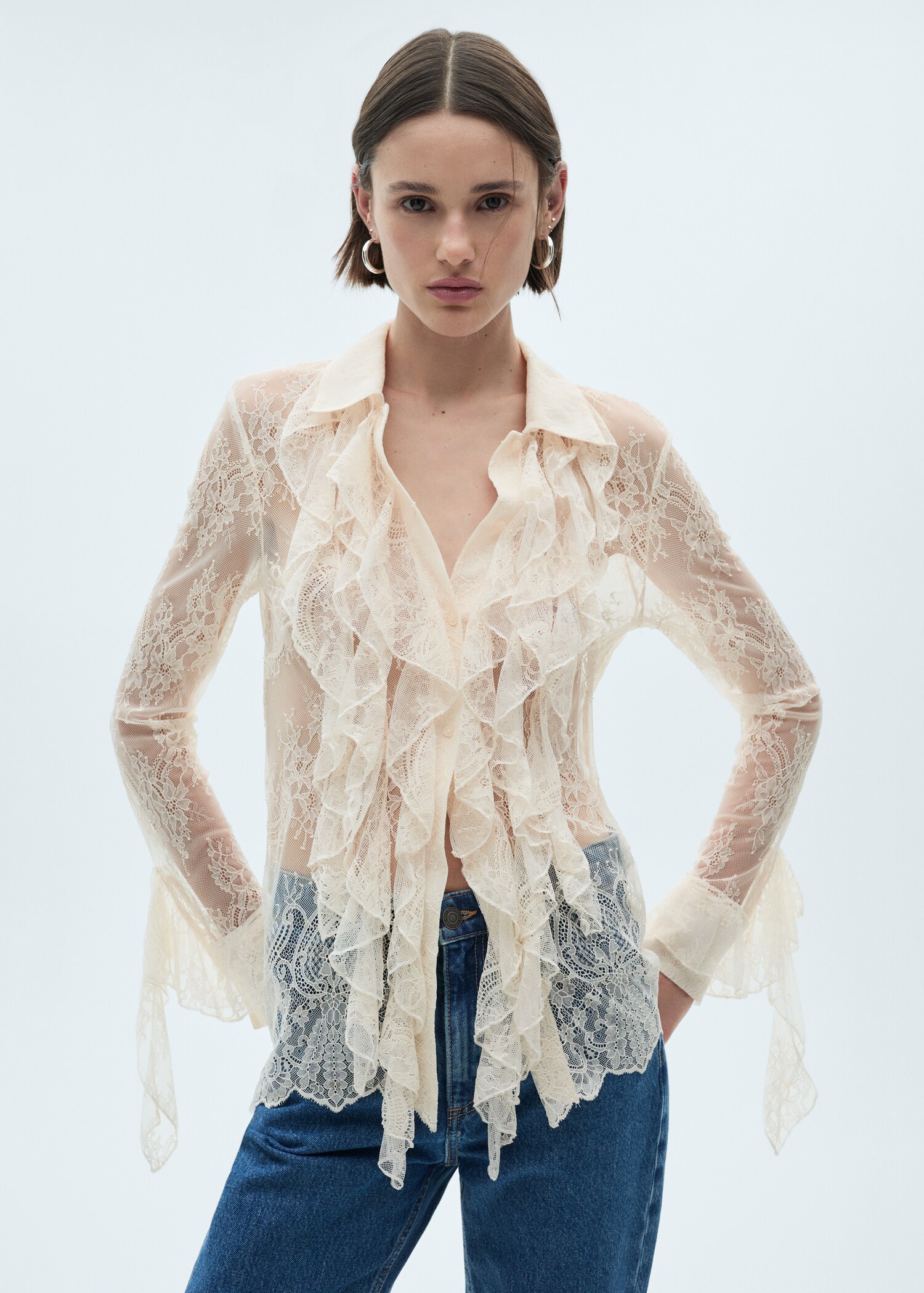 Chemise guipure volants - Plan moyen