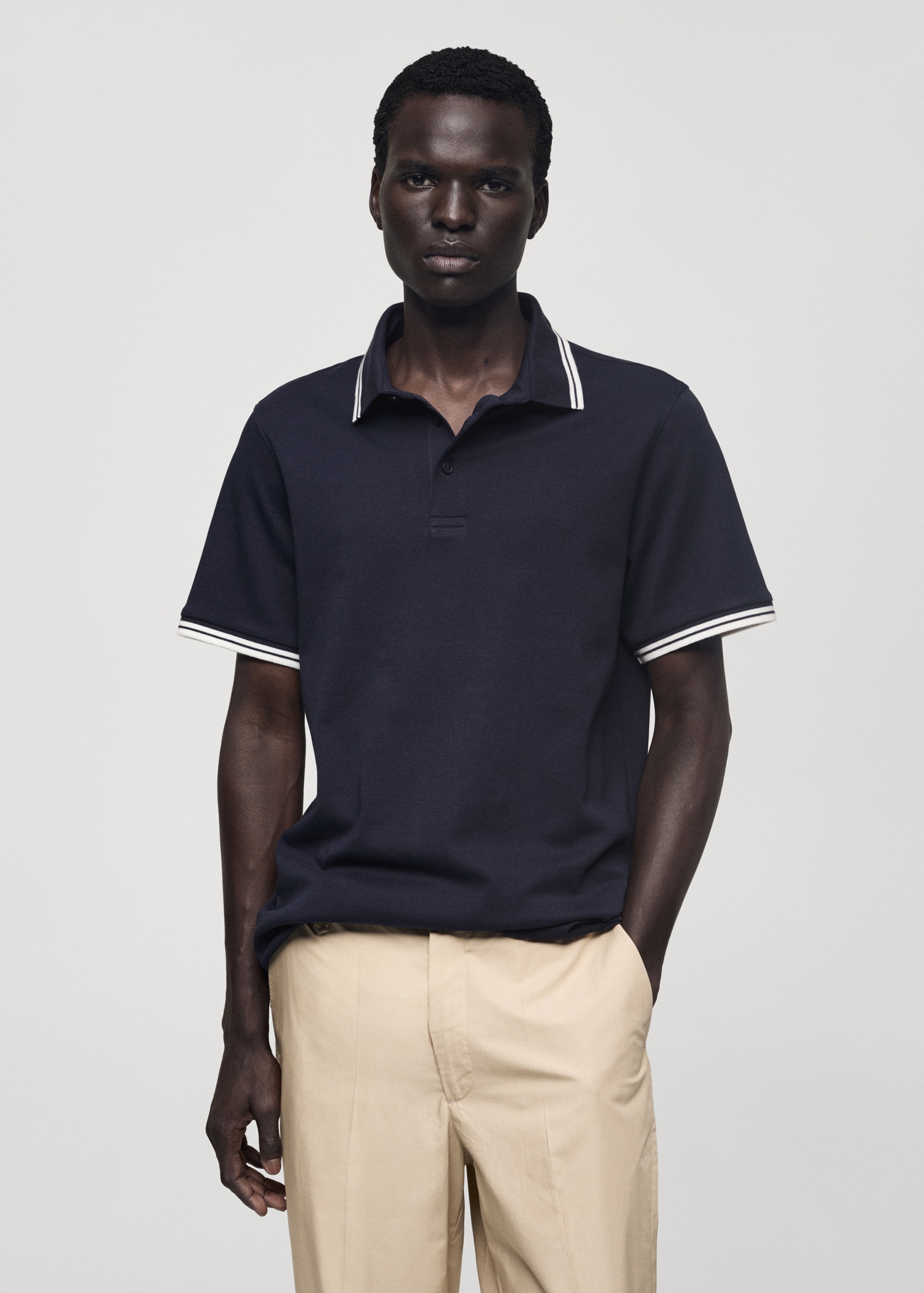 Polo 100 % coton liserés contrastants - Plan moyen
