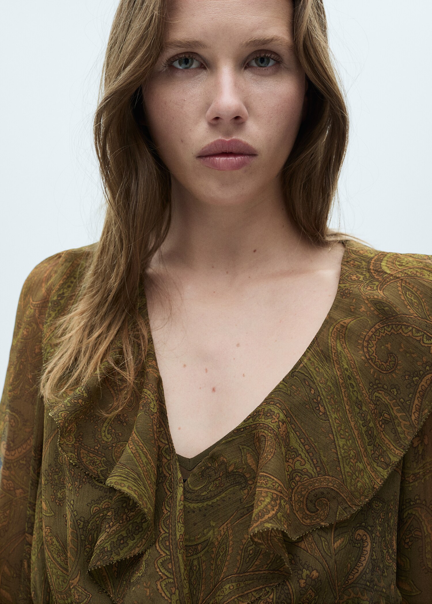 Ruffled paisley-print dress - Details of the article 1