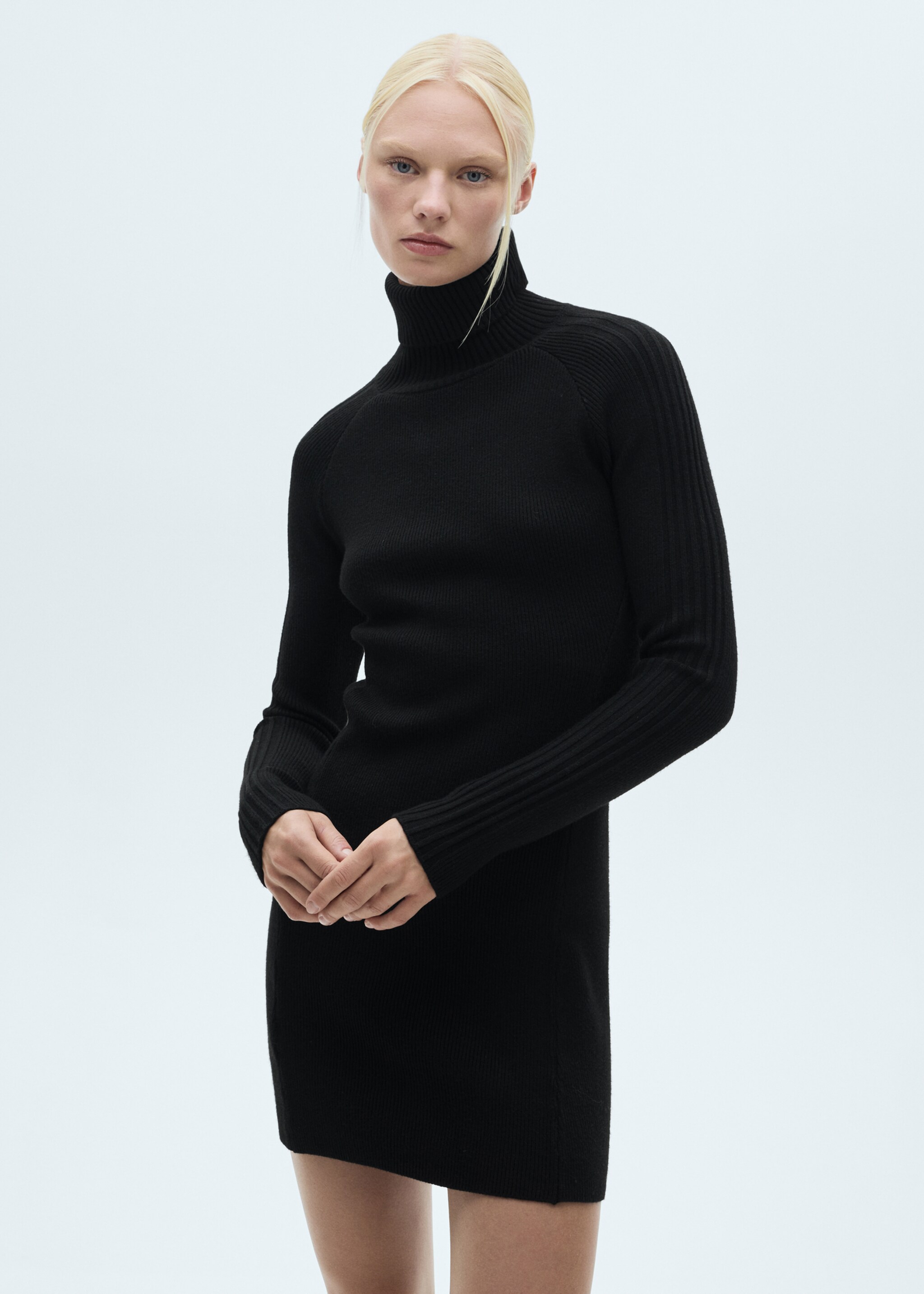Short knitted turtleneck dress - Medium plane