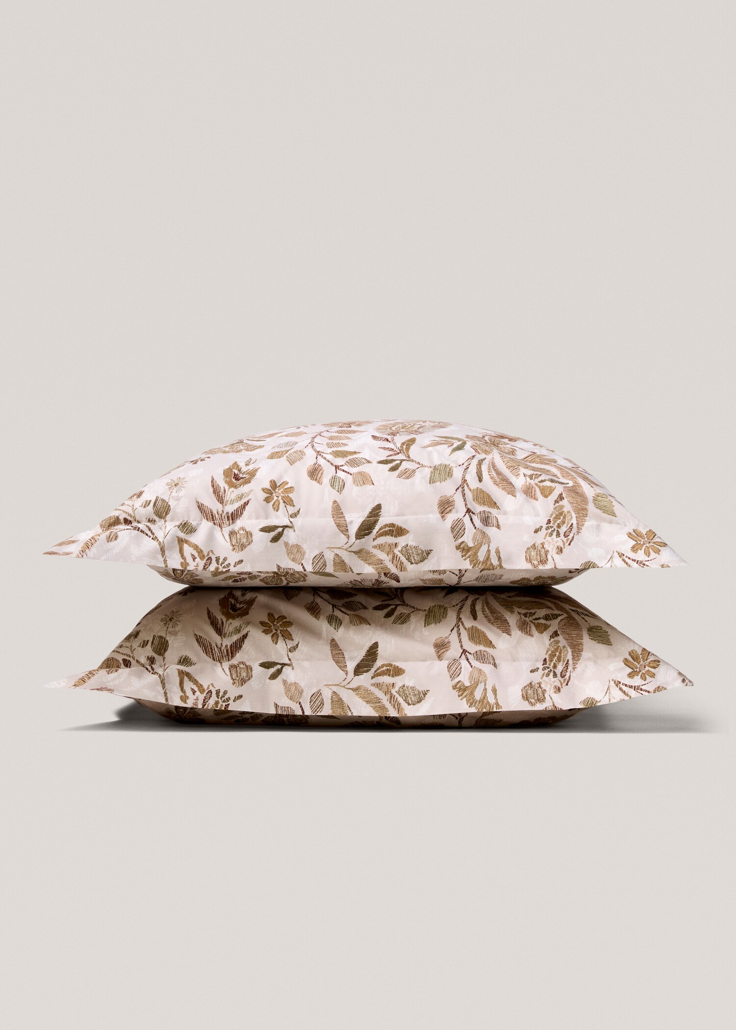 Percale cotton floral-print pillowcase 60x60cm - Details of the article 1