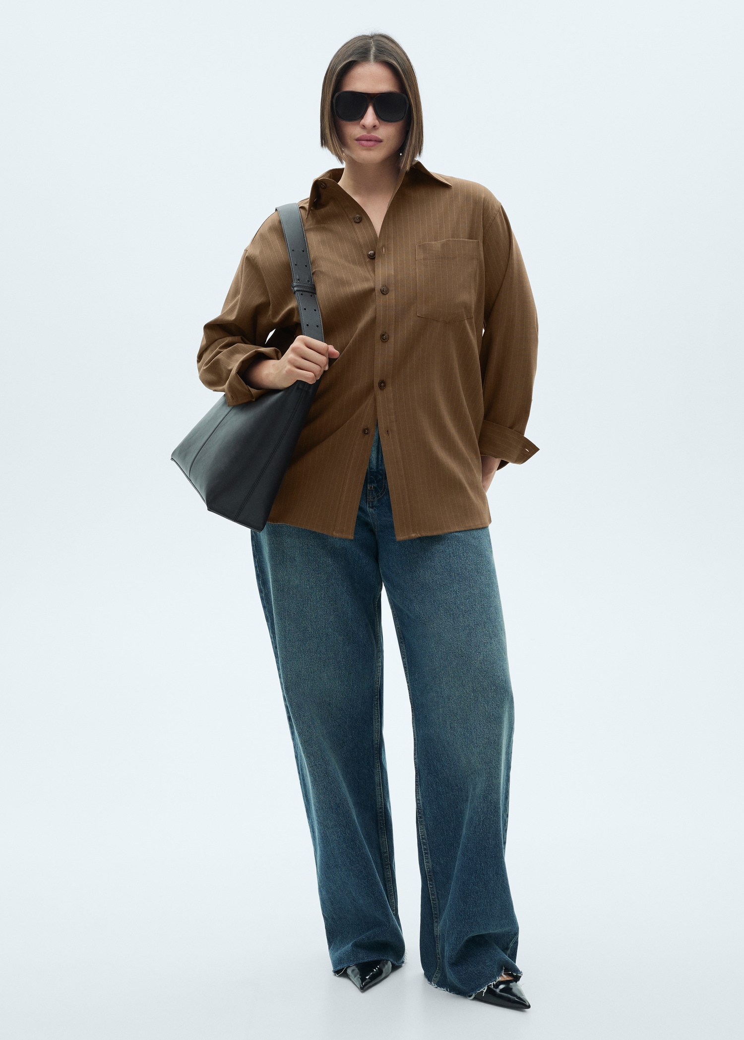 Pinstripe overshirt - Women | MANGO USA