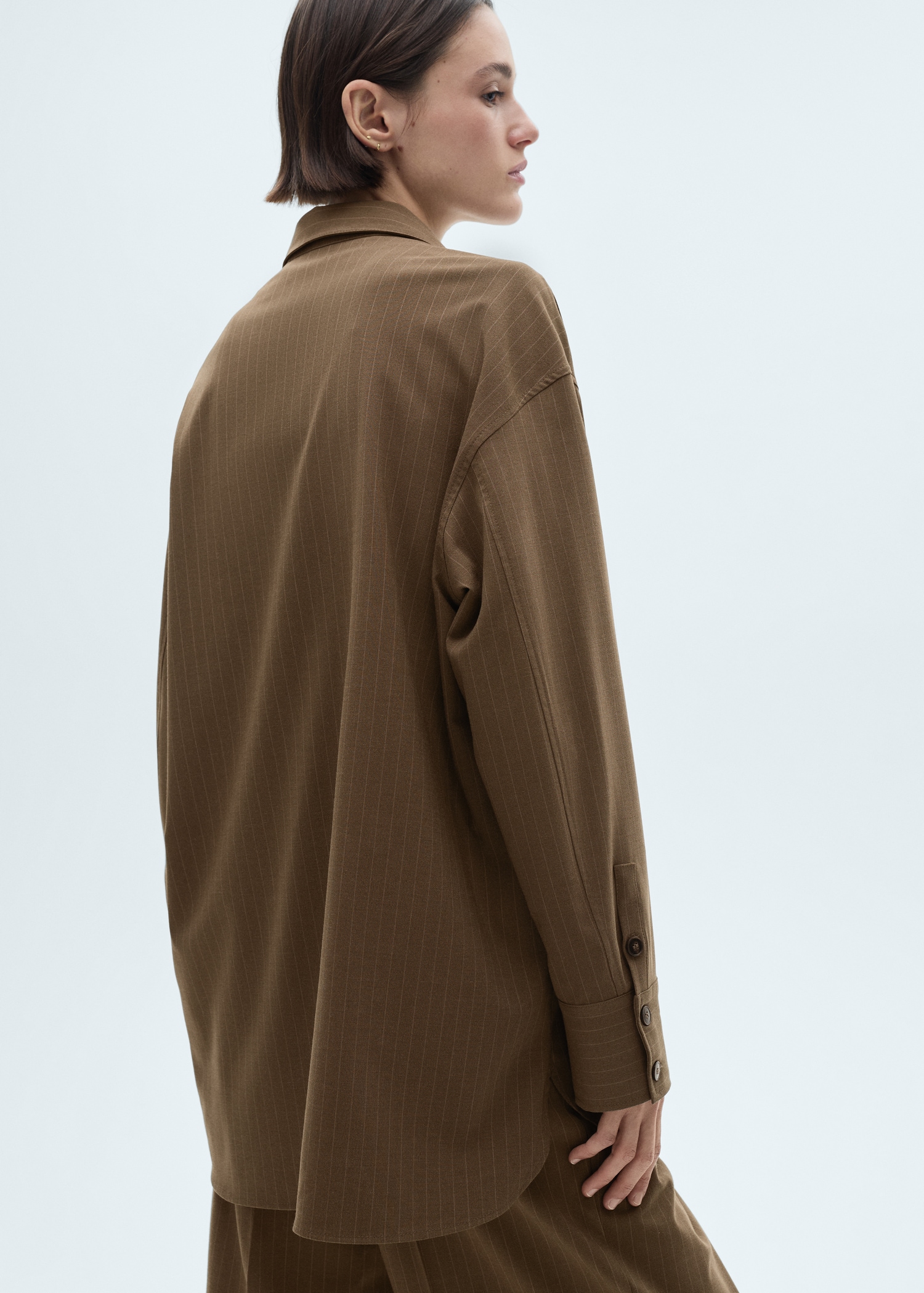 Pinstripe overshirt - Women | MANGO USA