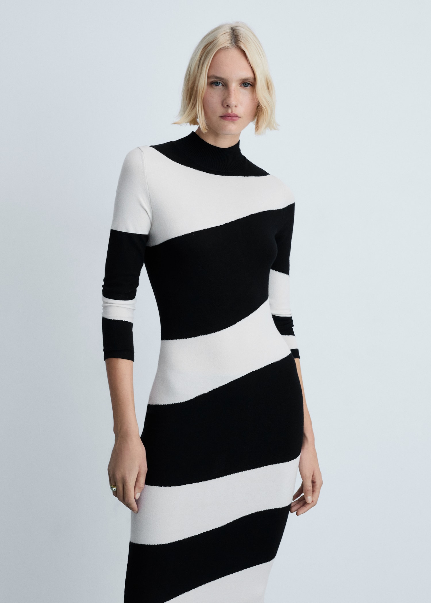 Vestido Rayas Blanco Y Negro Mango Vestido Midi Vestido Blanco