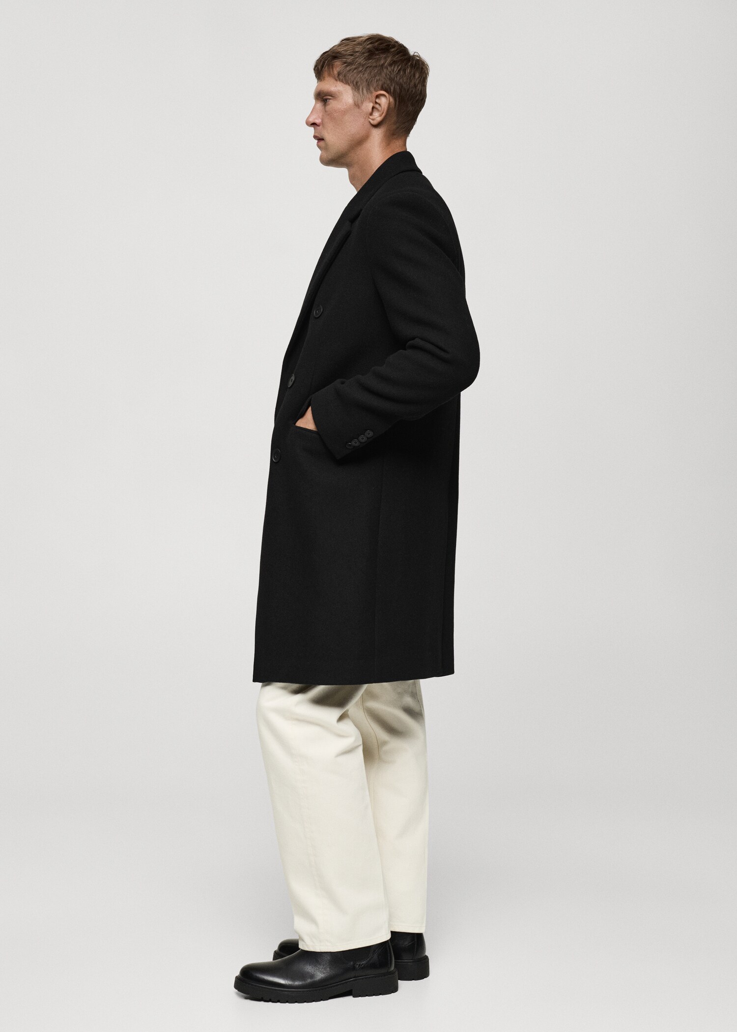 Recycled wool double-breasted coat - Details of the article 2